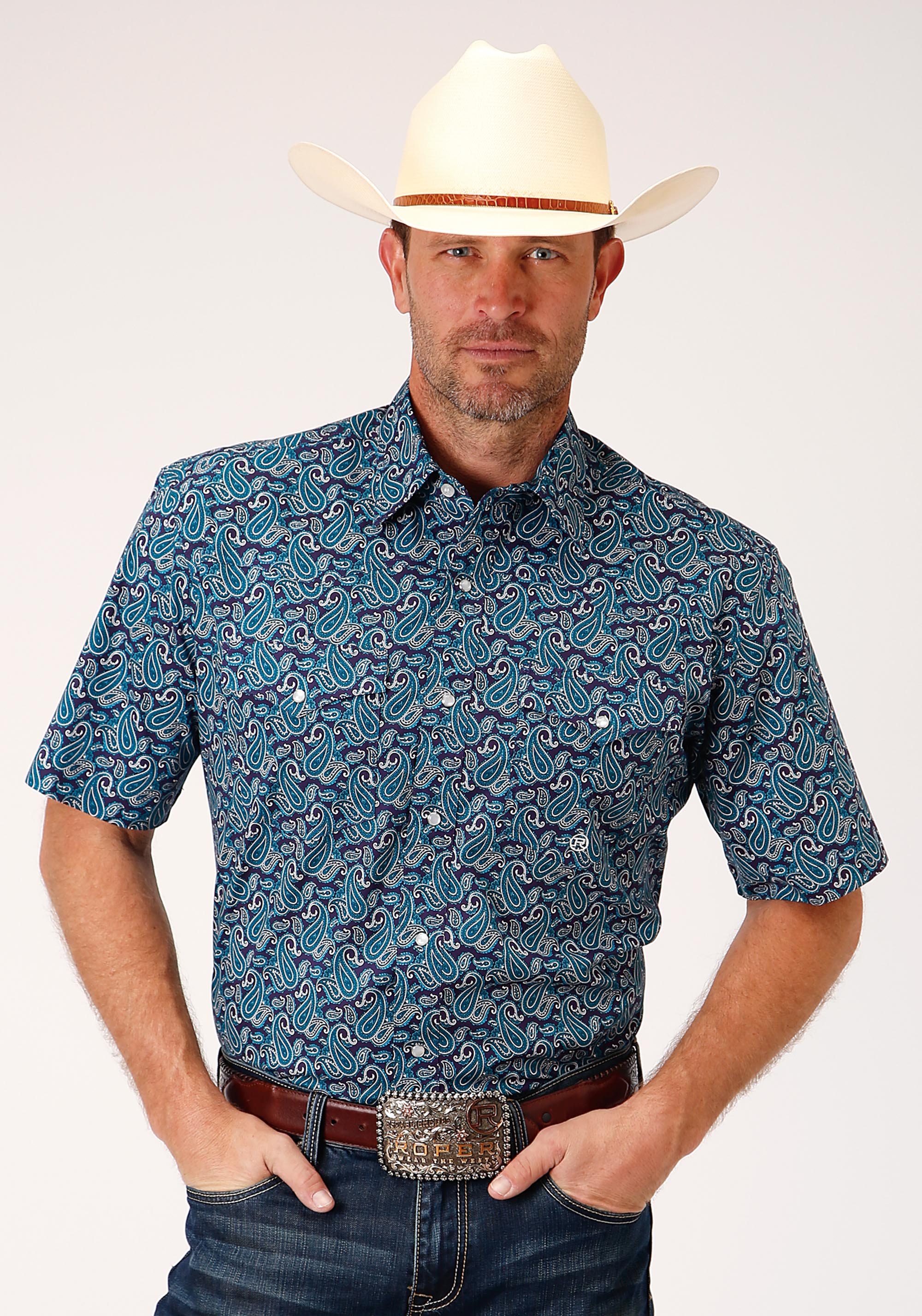 Men’s Amarillo Collection- Purple Sage Mens Teal 00995 Purple Sage Paisley