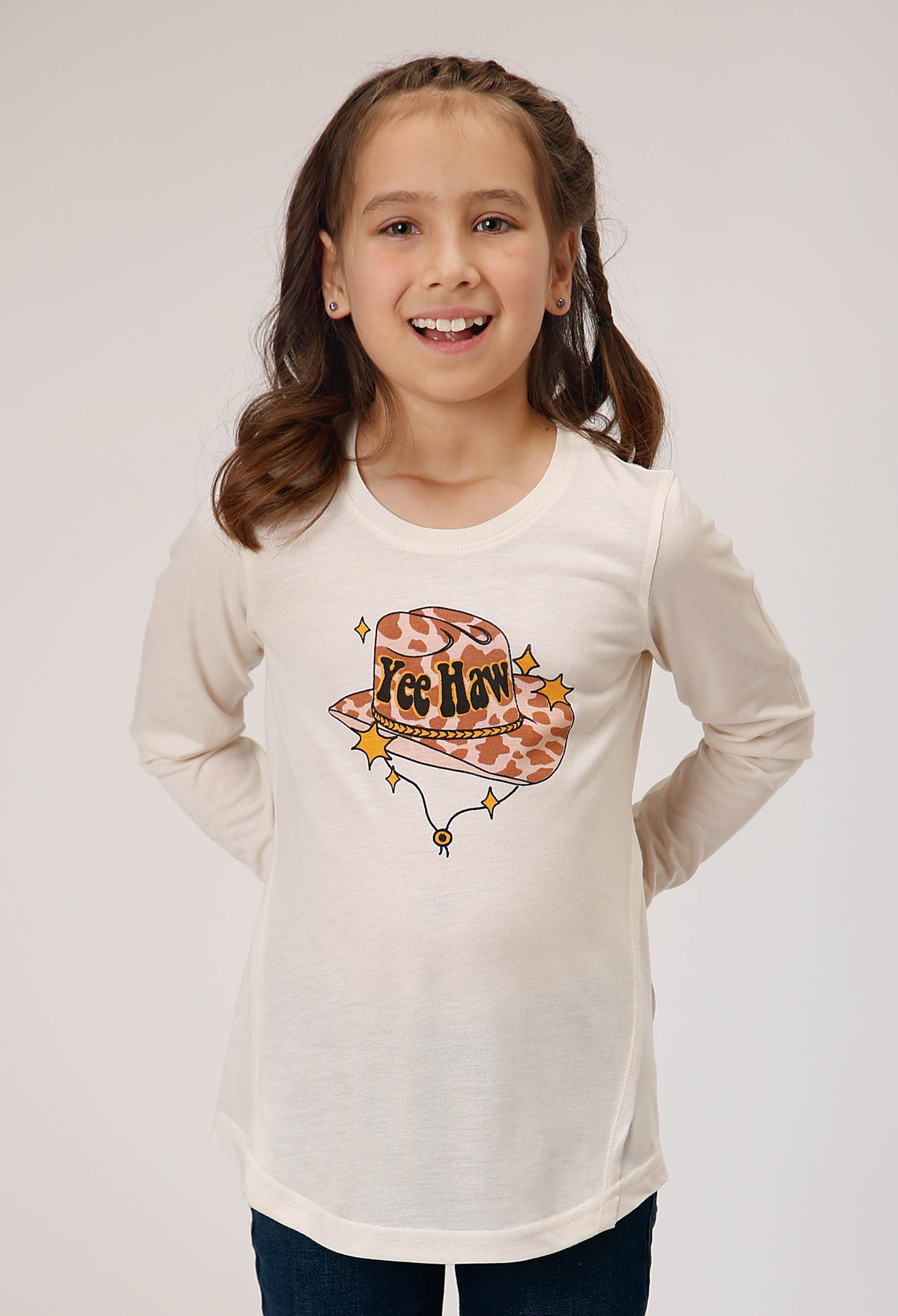 Five Star Girls Girls 1952 P/r Cream Scoop Neck Tee