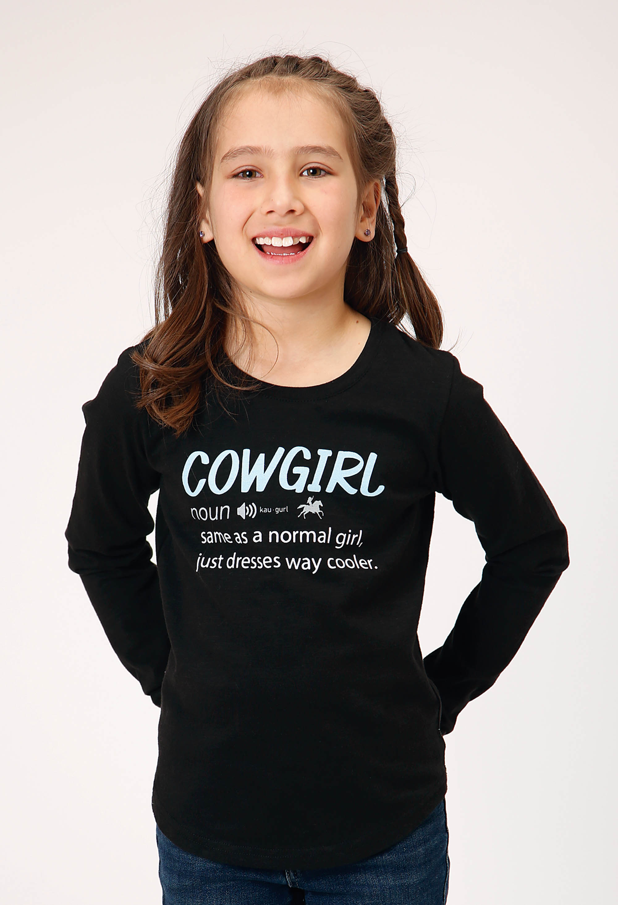 Five Star Girls Girls 1949 Black Cotton Slub Ls Tee