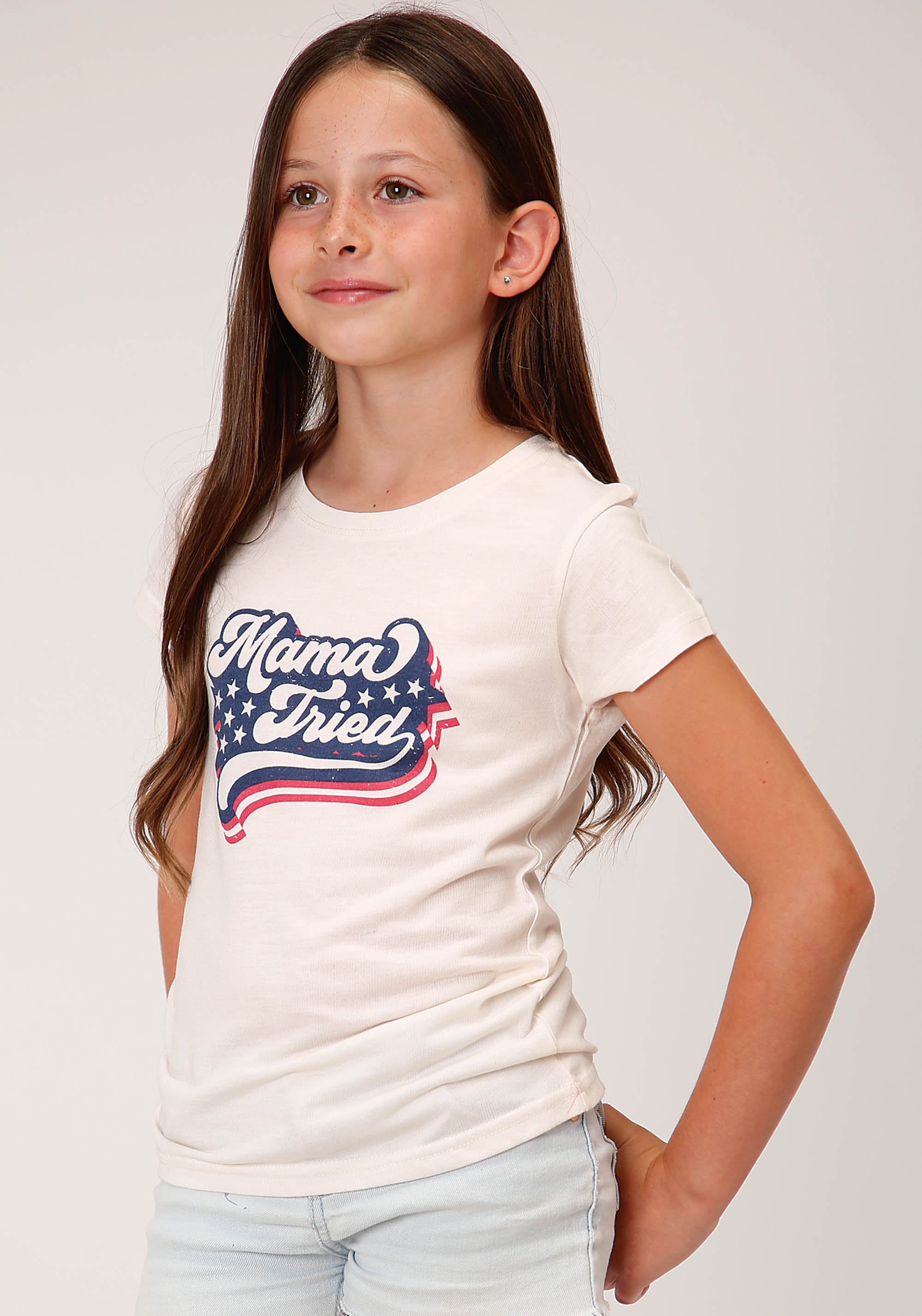 Five Star Girls Girls 1617 P/r Cream Ss Tee