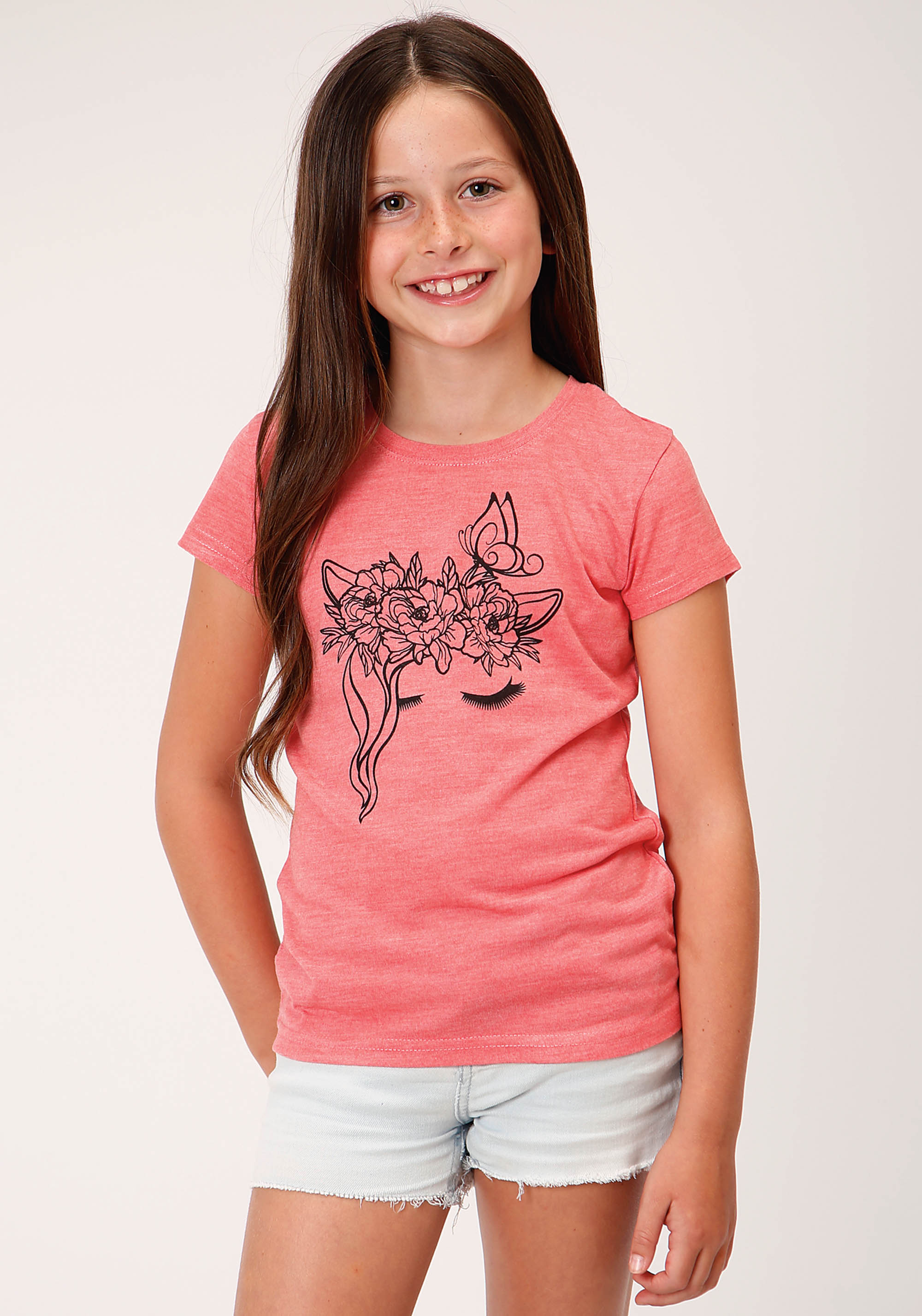 Five Star Girls Girls Pink 1617 Coral P/r Ss Tee