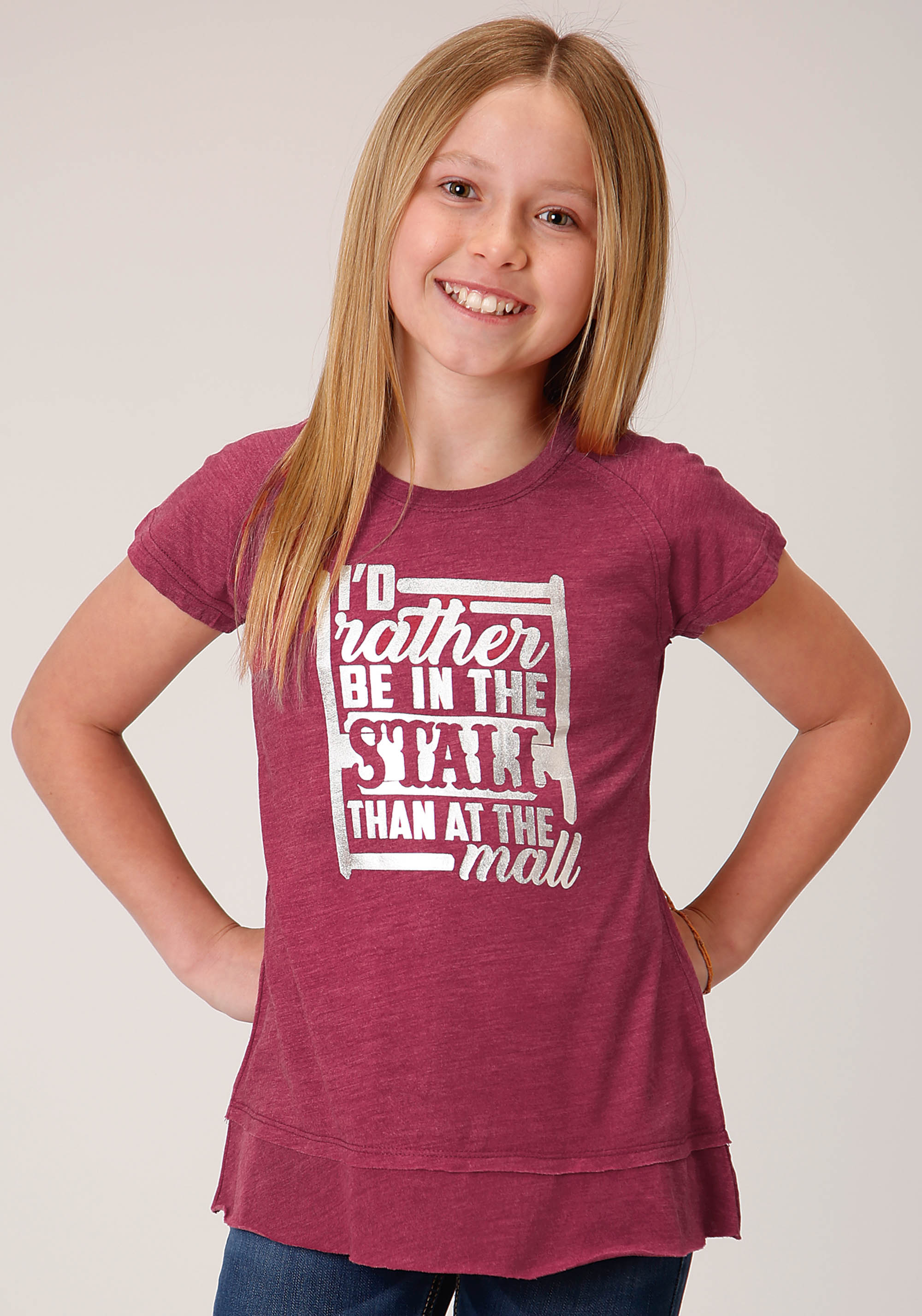 Five Star Girls Girls Wine 1532 Poly Rayon Jersey Tee