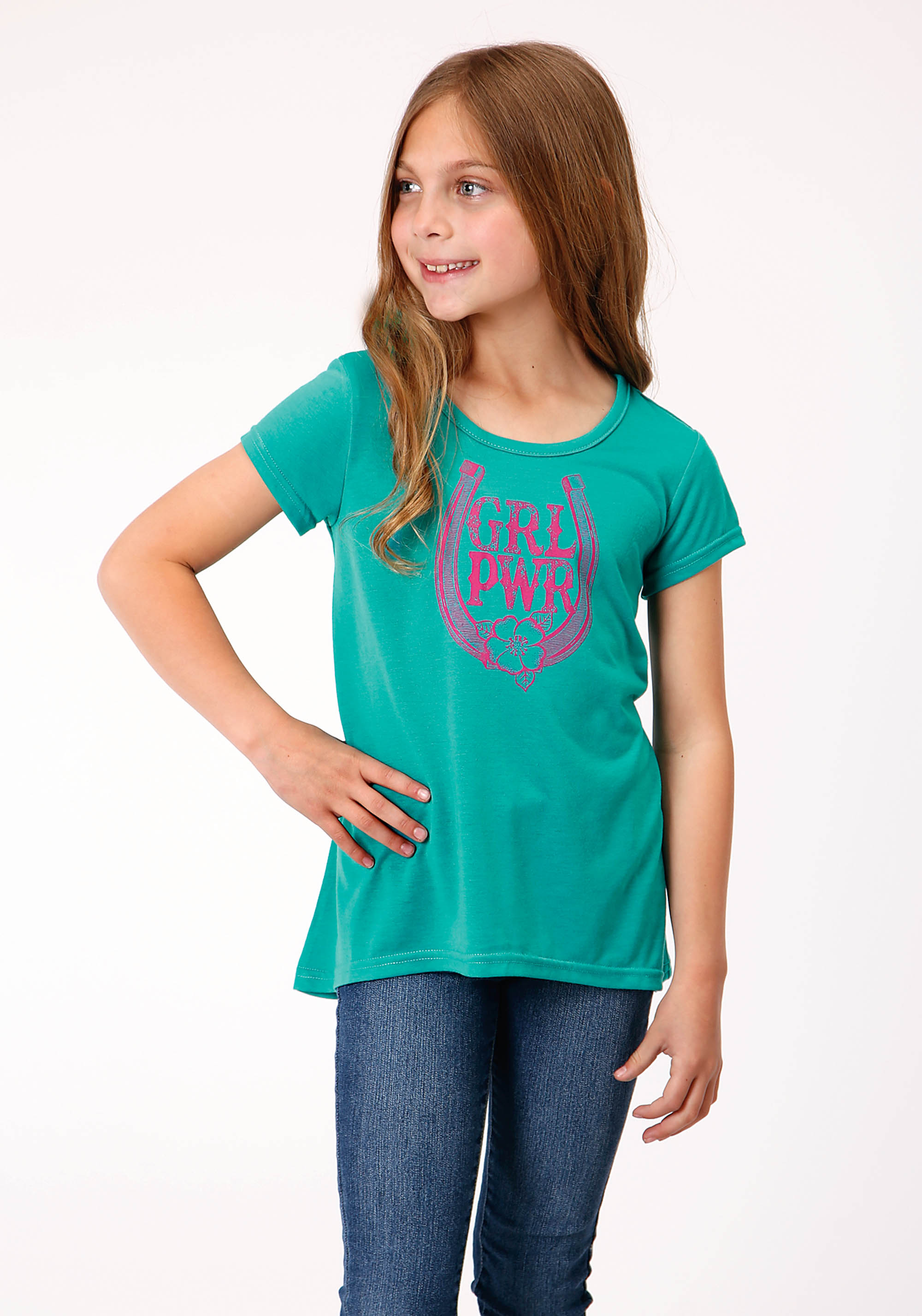 Five Star Girls Girls Turquoise 01102 Poly/rayon Jersey Ss Swing Tee