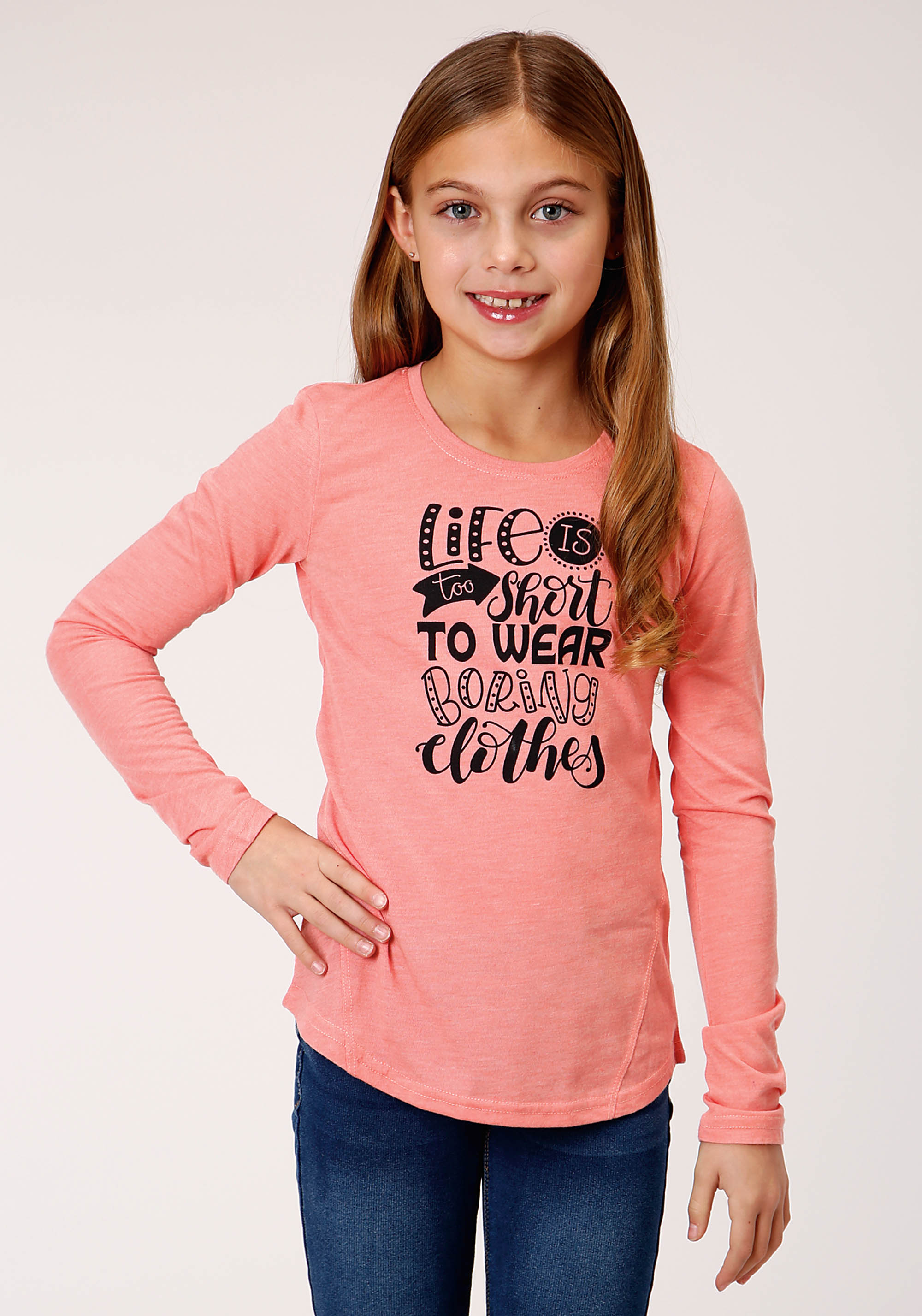 Five Star Girls Girls Pink 1312 Poly Rayon Jersey Ls Tee