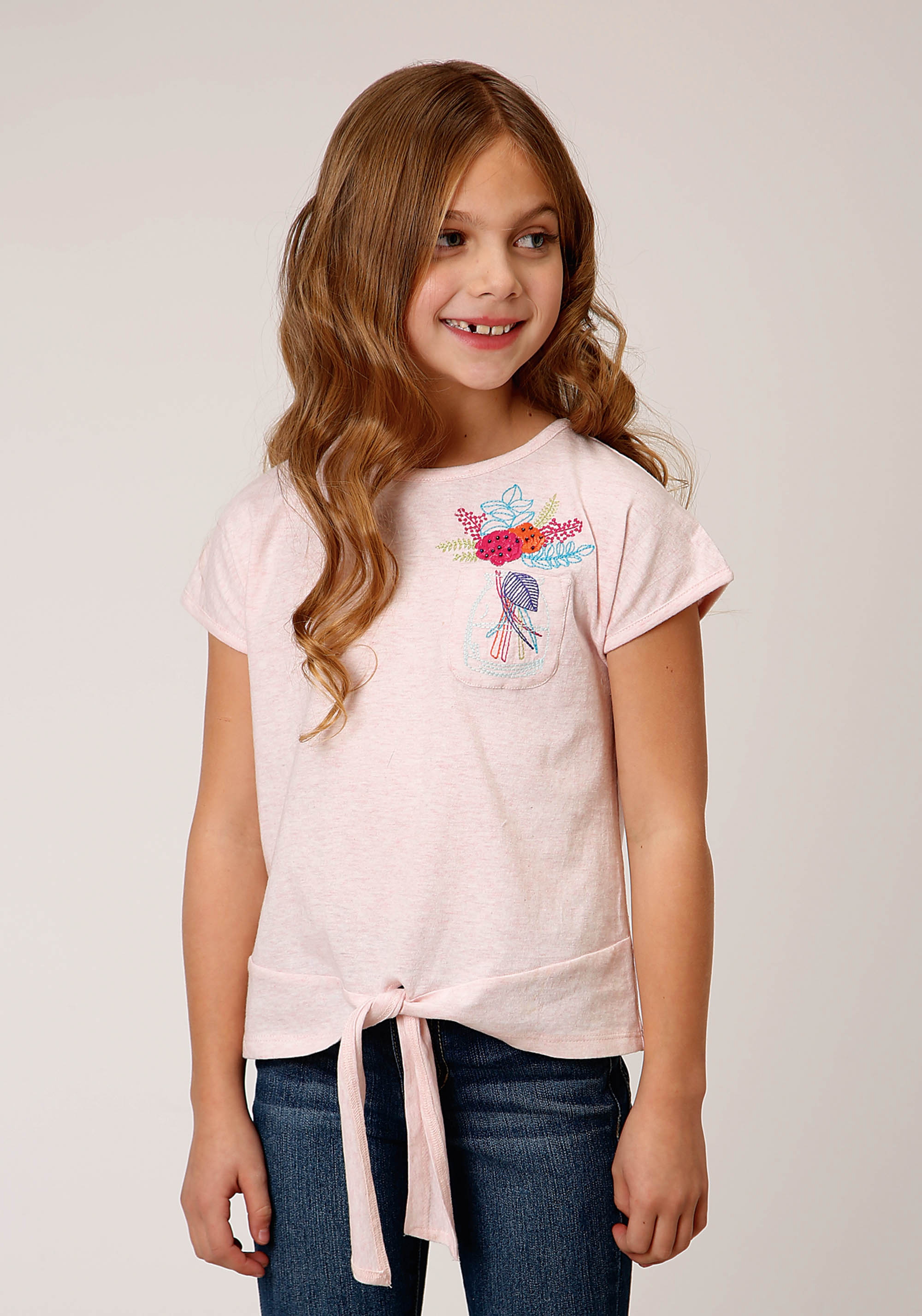 Five Star Girls Girls Pink 00974 Cotton Milange Top