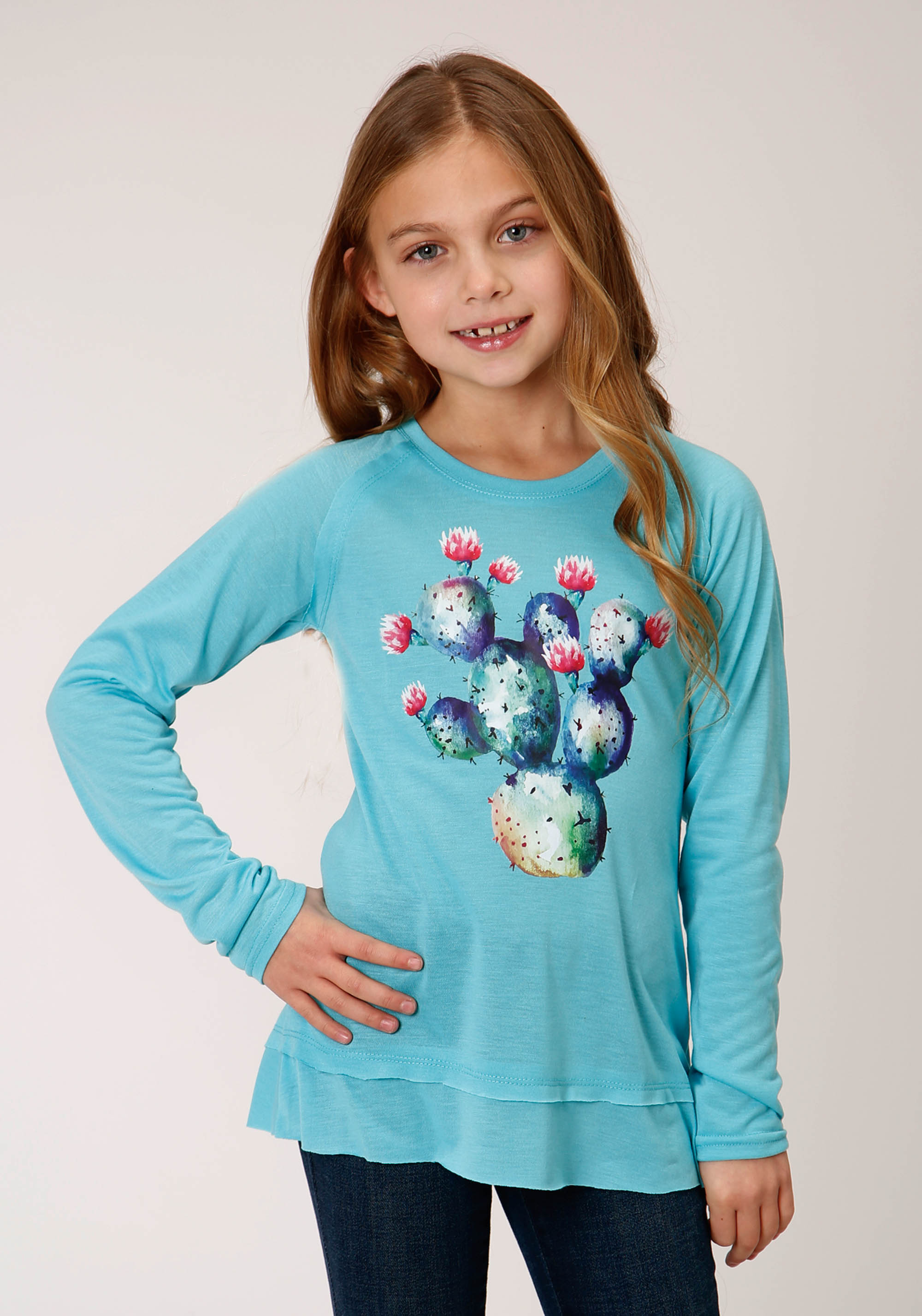 Five Star Girls Girls Turquoise 00977 Poly Rayon Jersey Ls Shirt