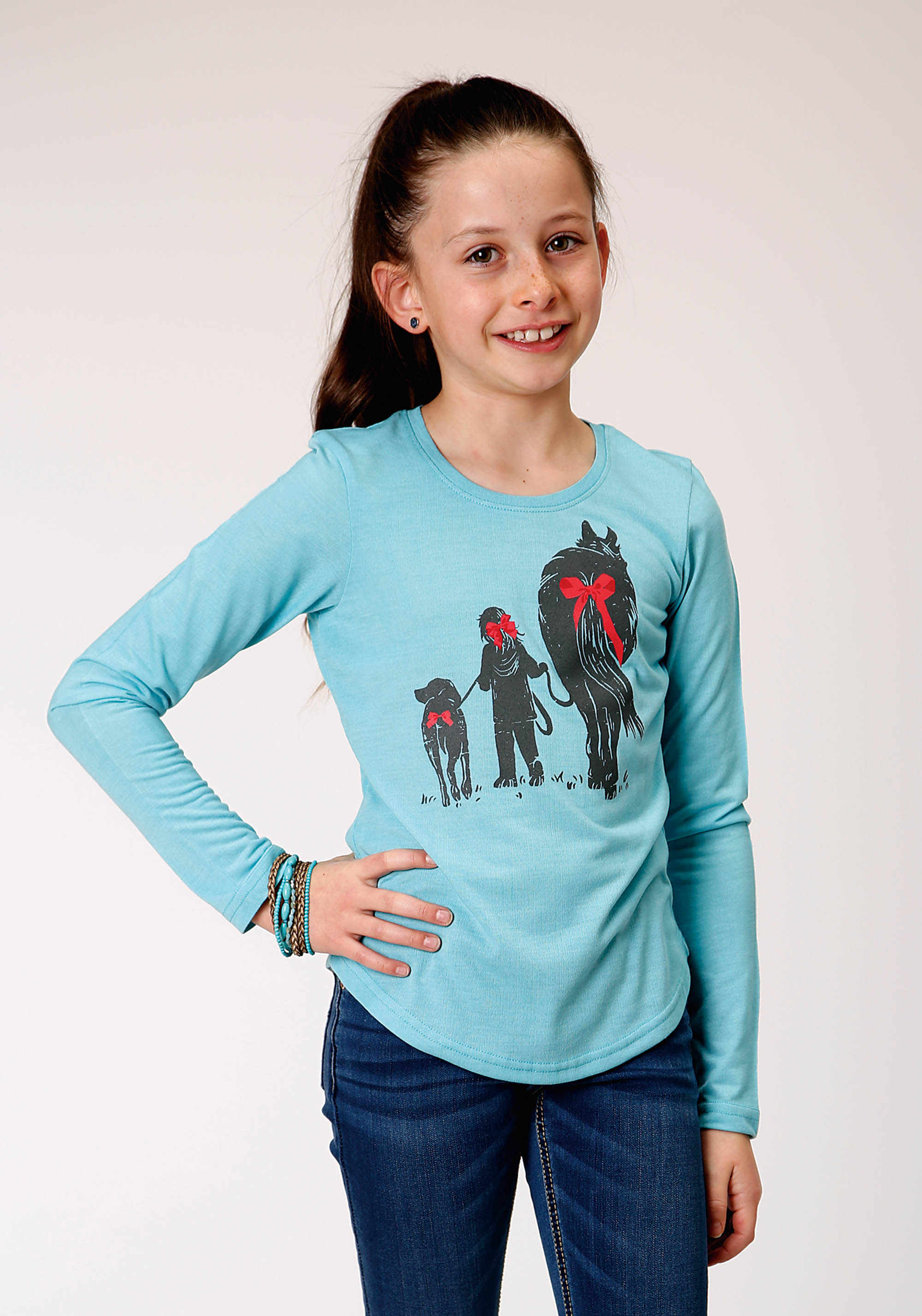 Five Star Girls Girls 1780 Poly Rayon Lt Blue Jersey Ls Tee