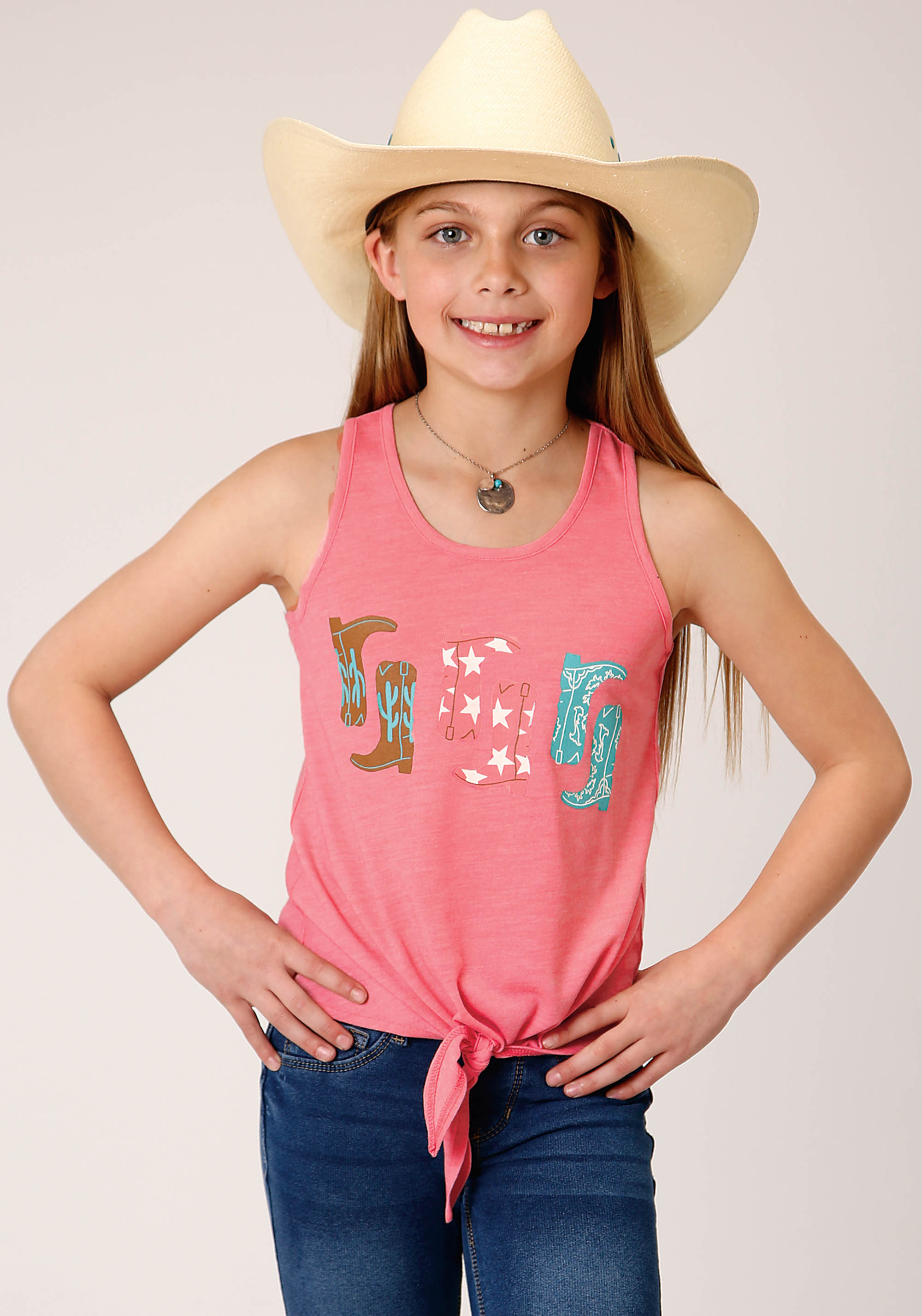 Five Star Girls Girls Pink 1532 Poly Rayon Jersey Racerback Tank