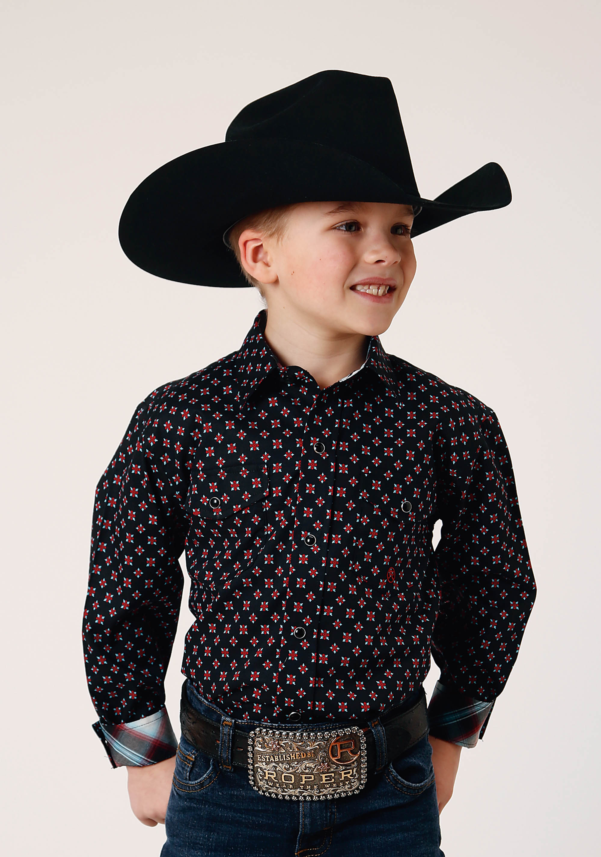 Boy’s Amarillo Collection- Black Canyon Boys Black 1846 Cottage Foulard