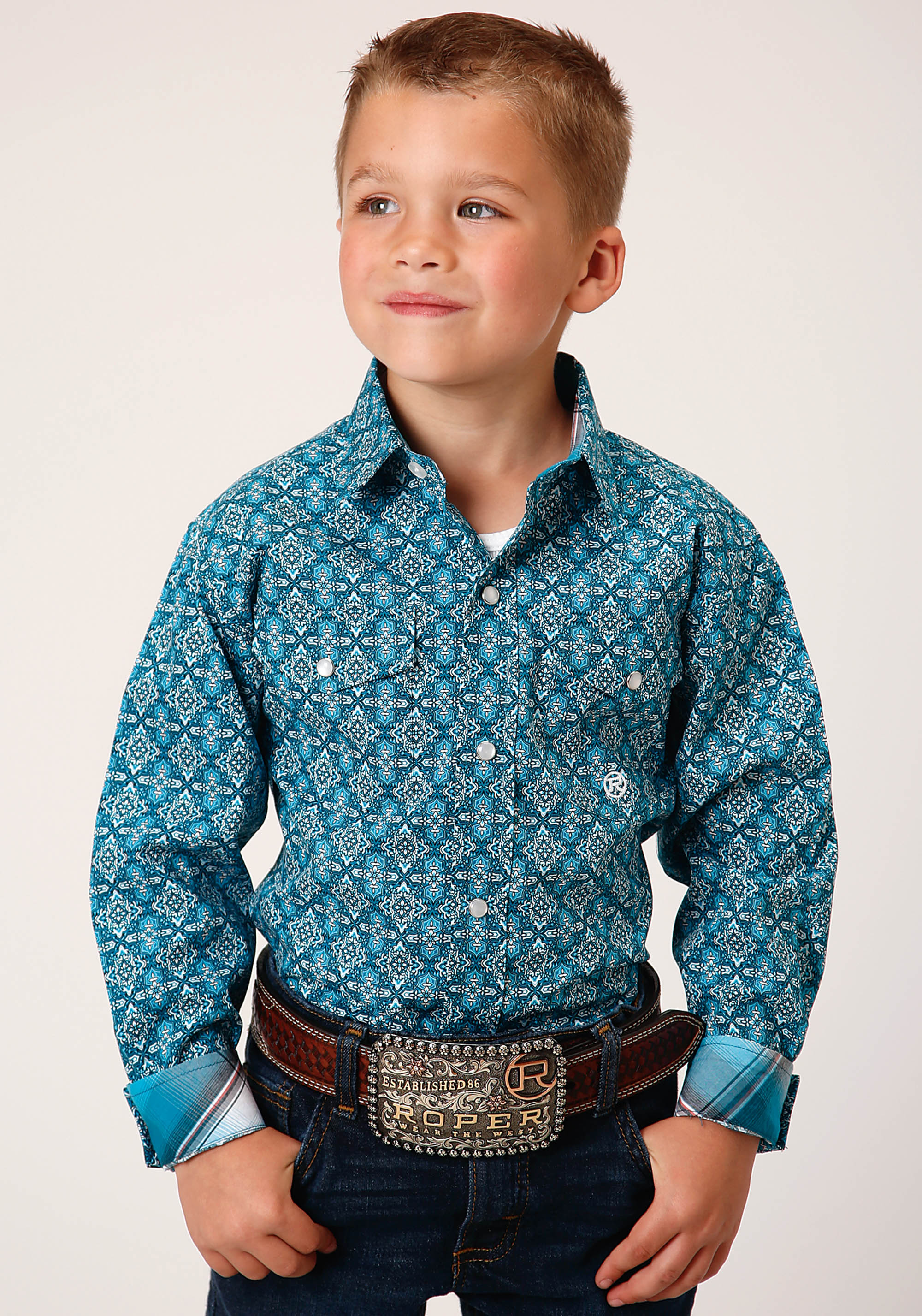 Boys Amarillo Collection- Turquoise Pool Boys Turquoise 1450 Victorian Foulard