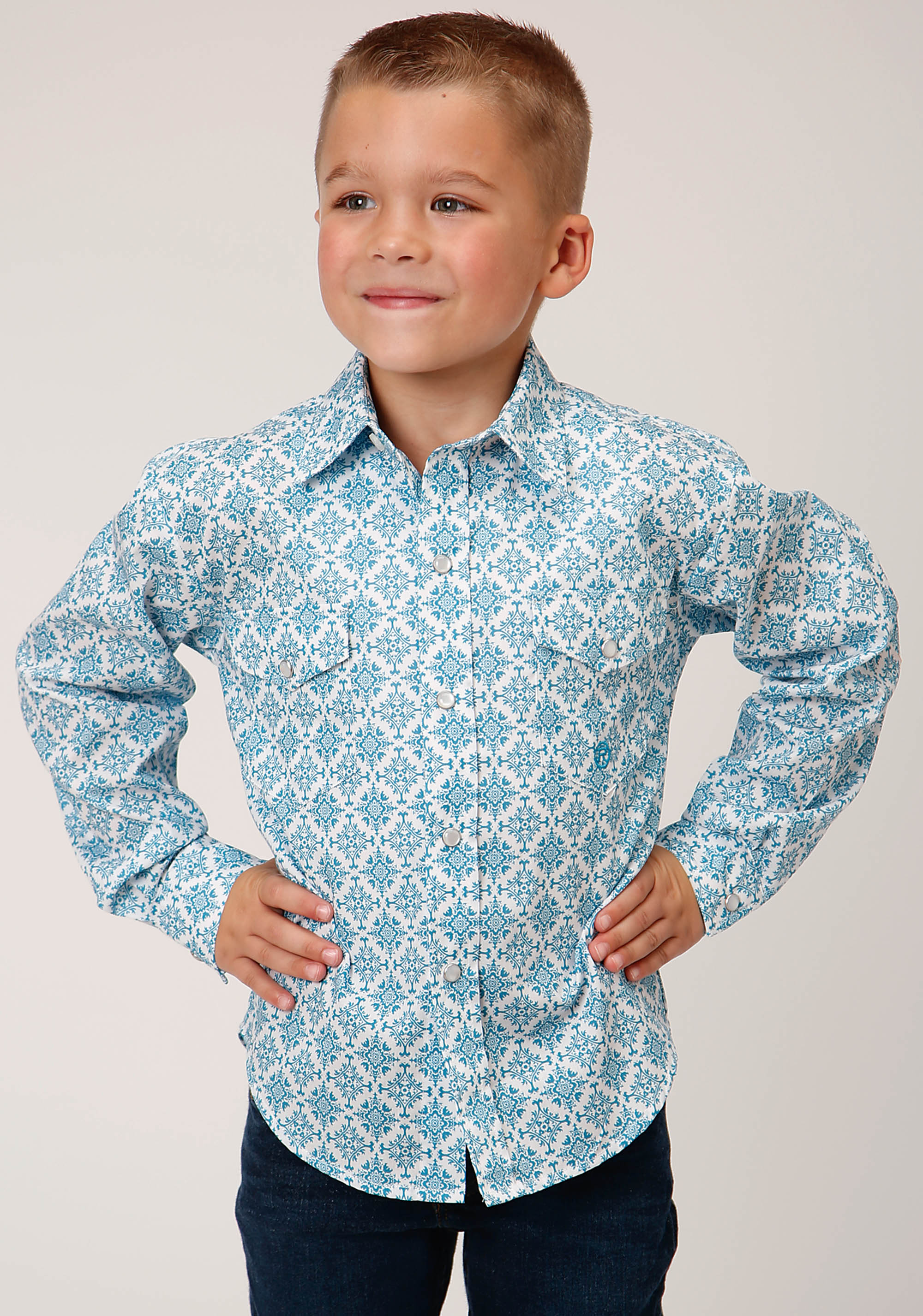 Boys Amarillo Collection- Summer Meadow Boys Blue 1561 Turquoise Medallion