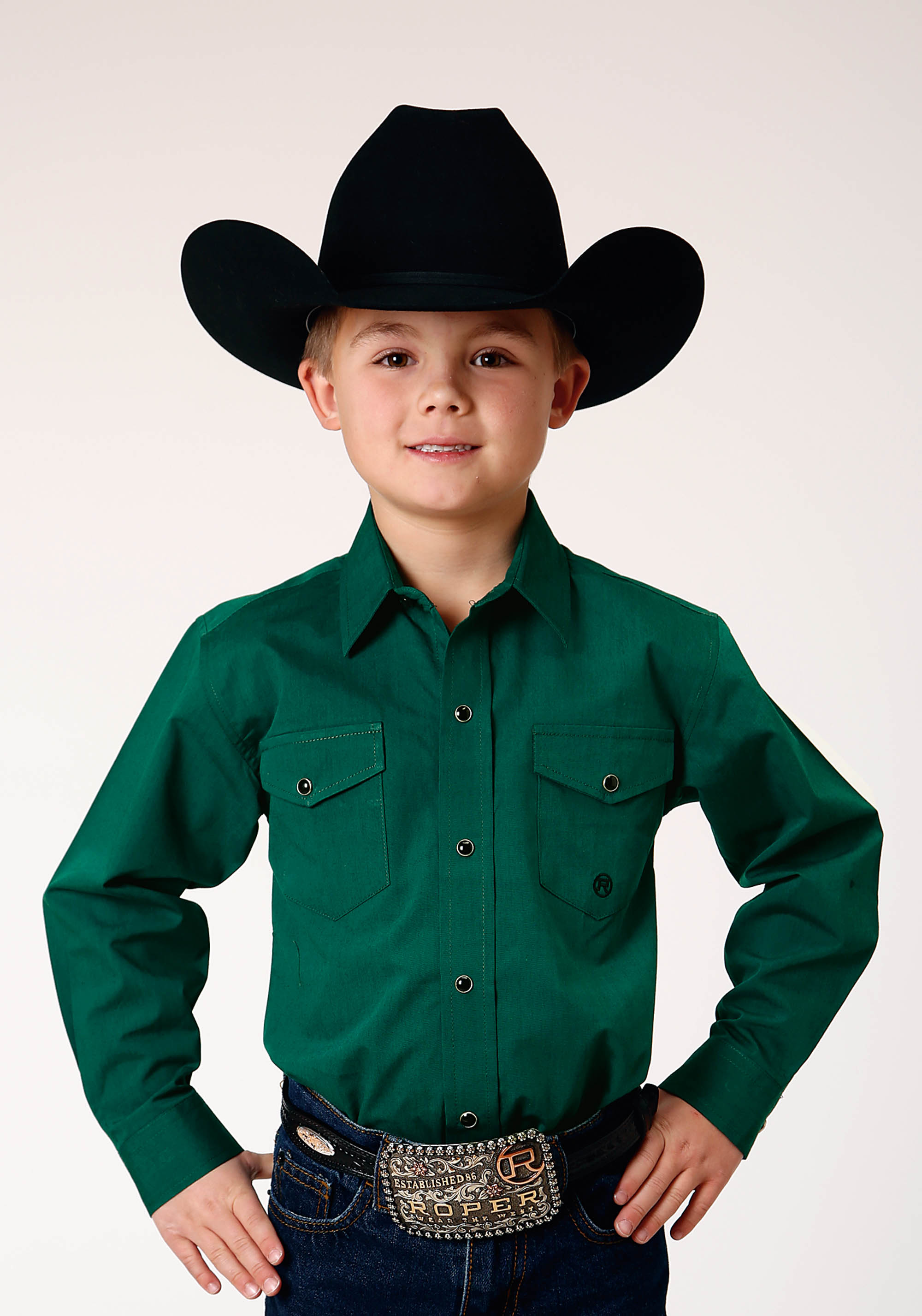 Boy’s Amarillo Collection- Forest Boys 1848 Black Fill – Solid Green