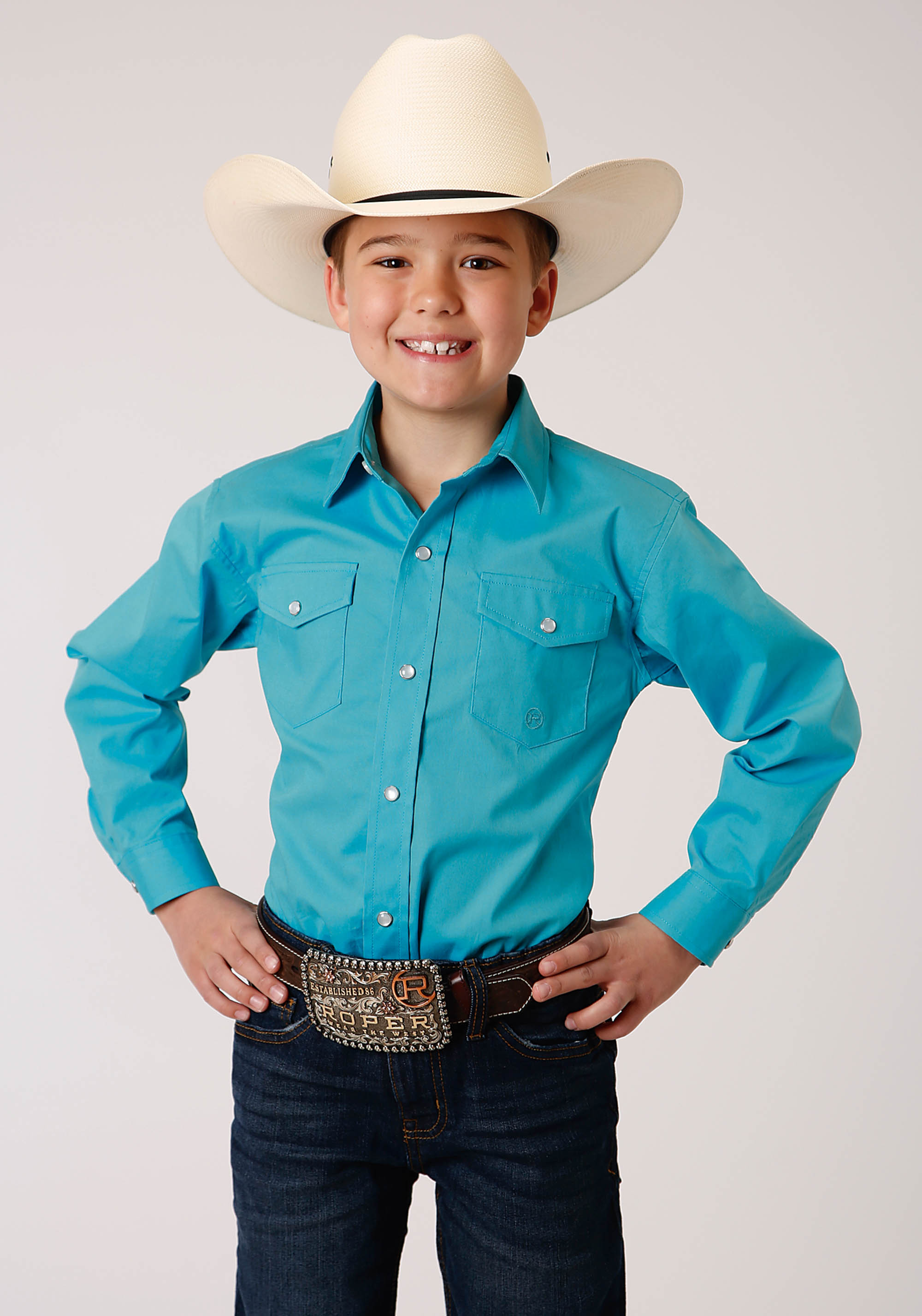 Boy’s Amarillo Collection- Purple Sage Boys 01008 Stretch Poplin – Turquoise