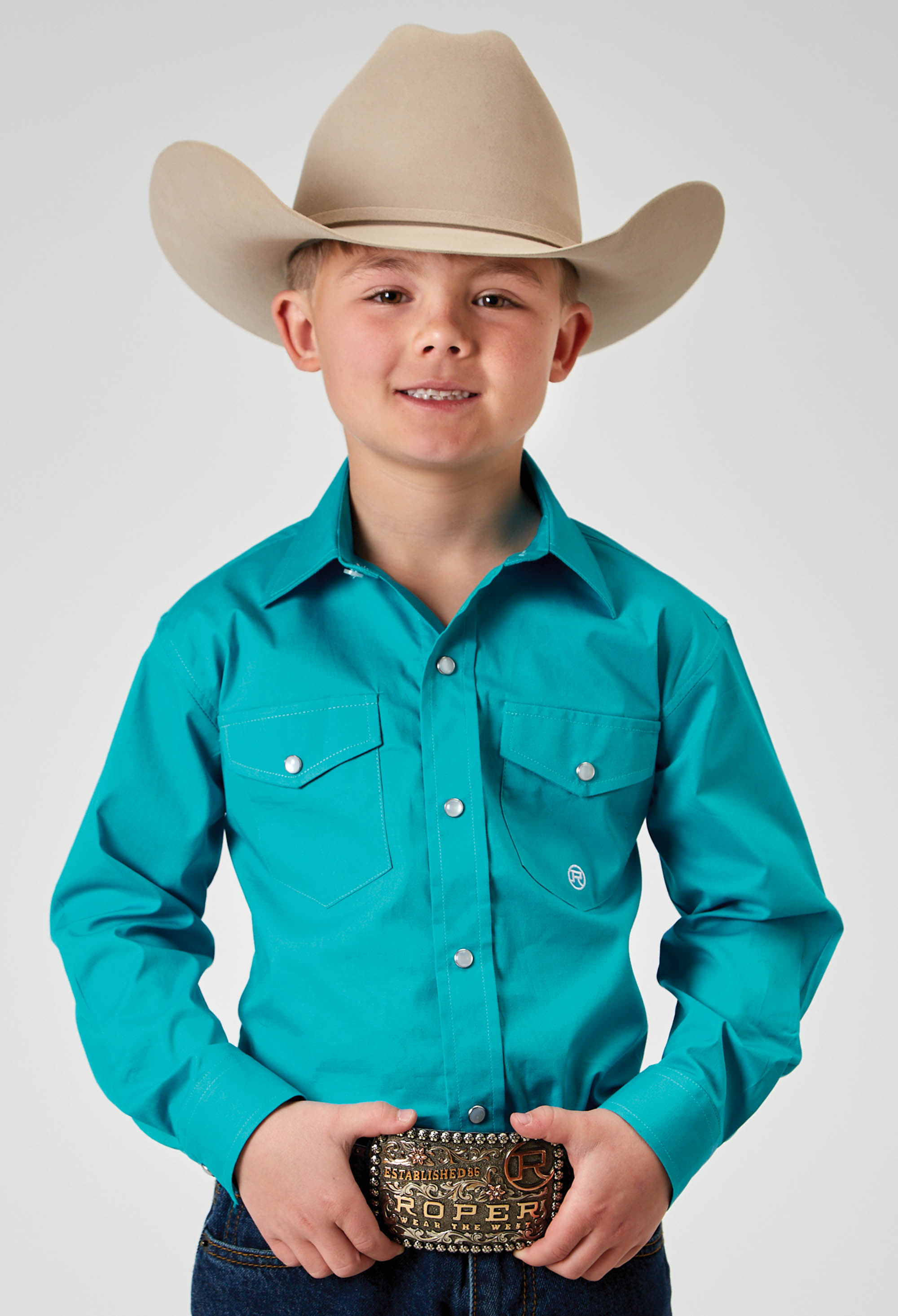 Boy’s Amarillo Collection- Stretch Boys 1943 Solid Poplin Stretch – Turquoise