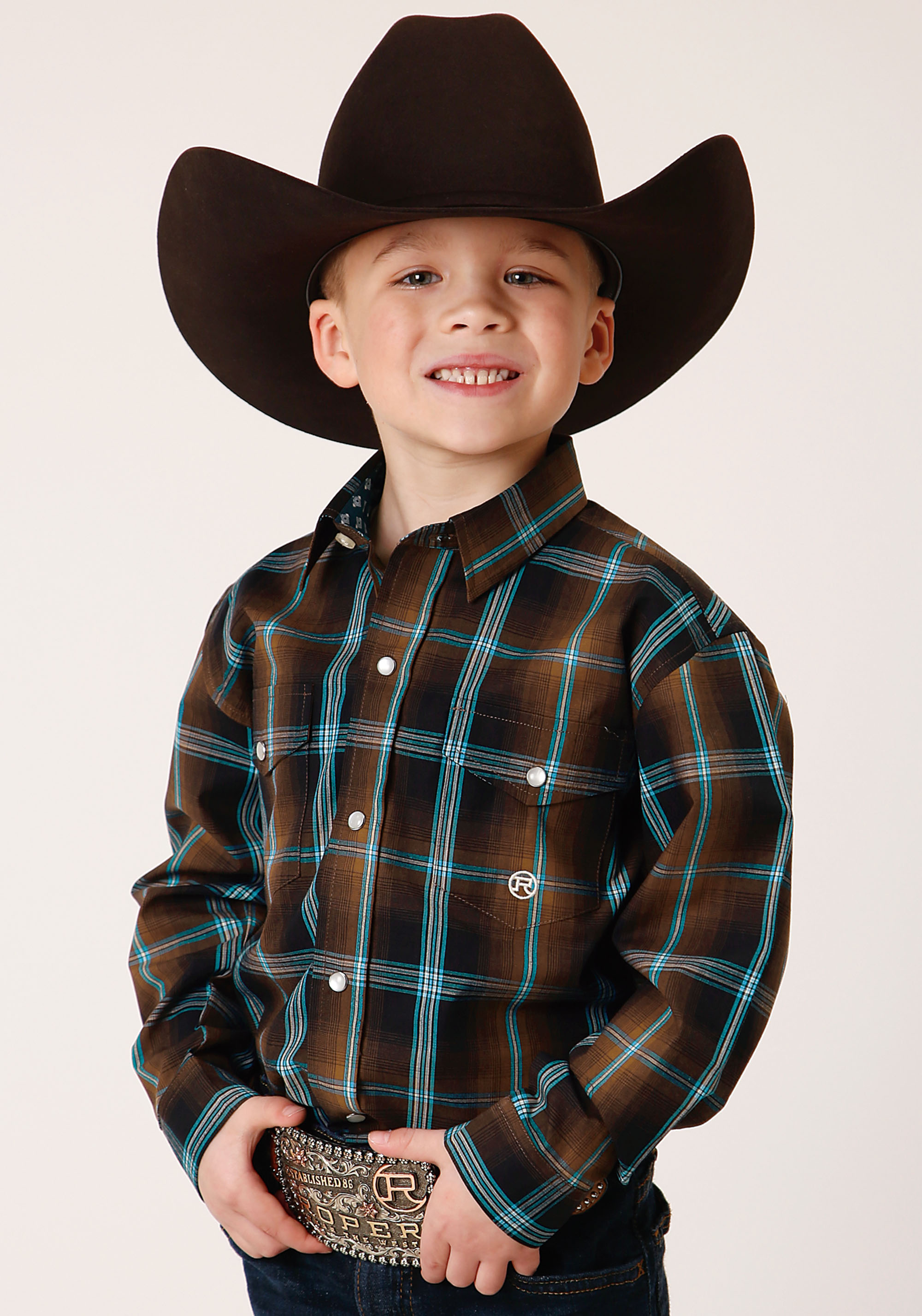 Boy’s Amarillo Collection- Chocolate Agave Boys Brown 1375 Dark Chocolate Plaid