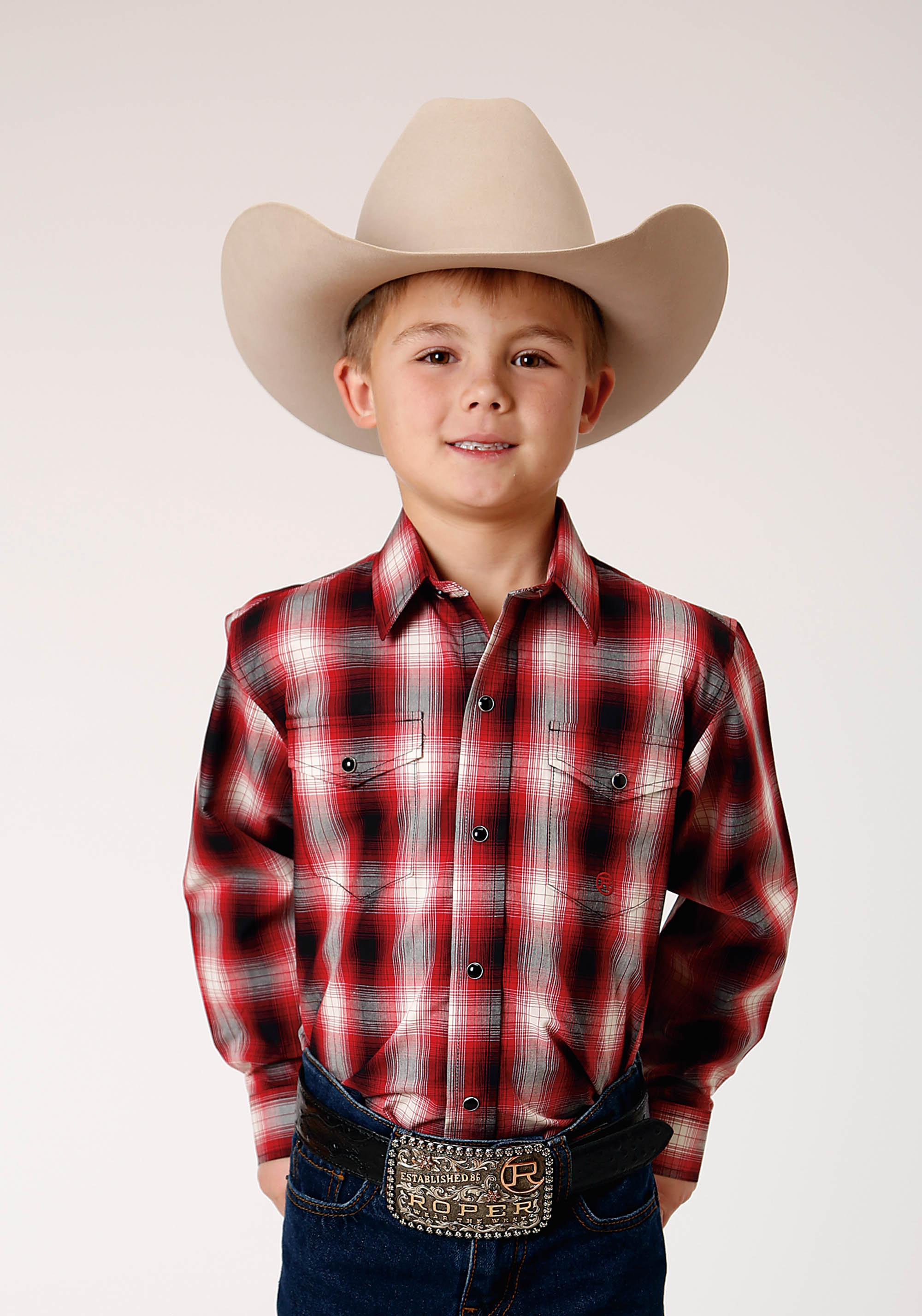 Boy’s Amarillo Collection- Black Canyon Boys 1844 Basic Red Plaid