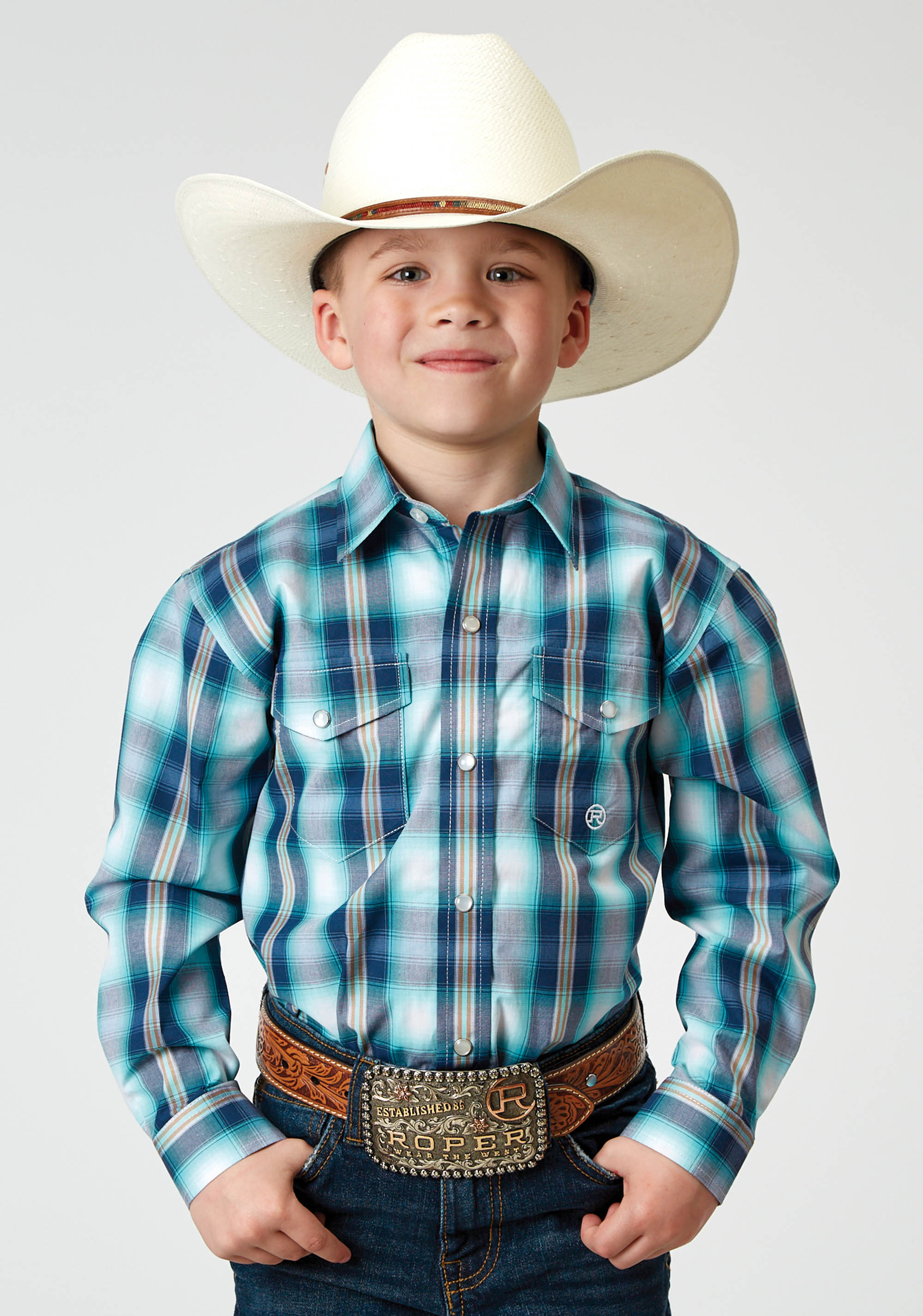 Boy’s Amarillo Collection- Turquoise Lake Boys Blue 1938 Cool Breeze Plaid