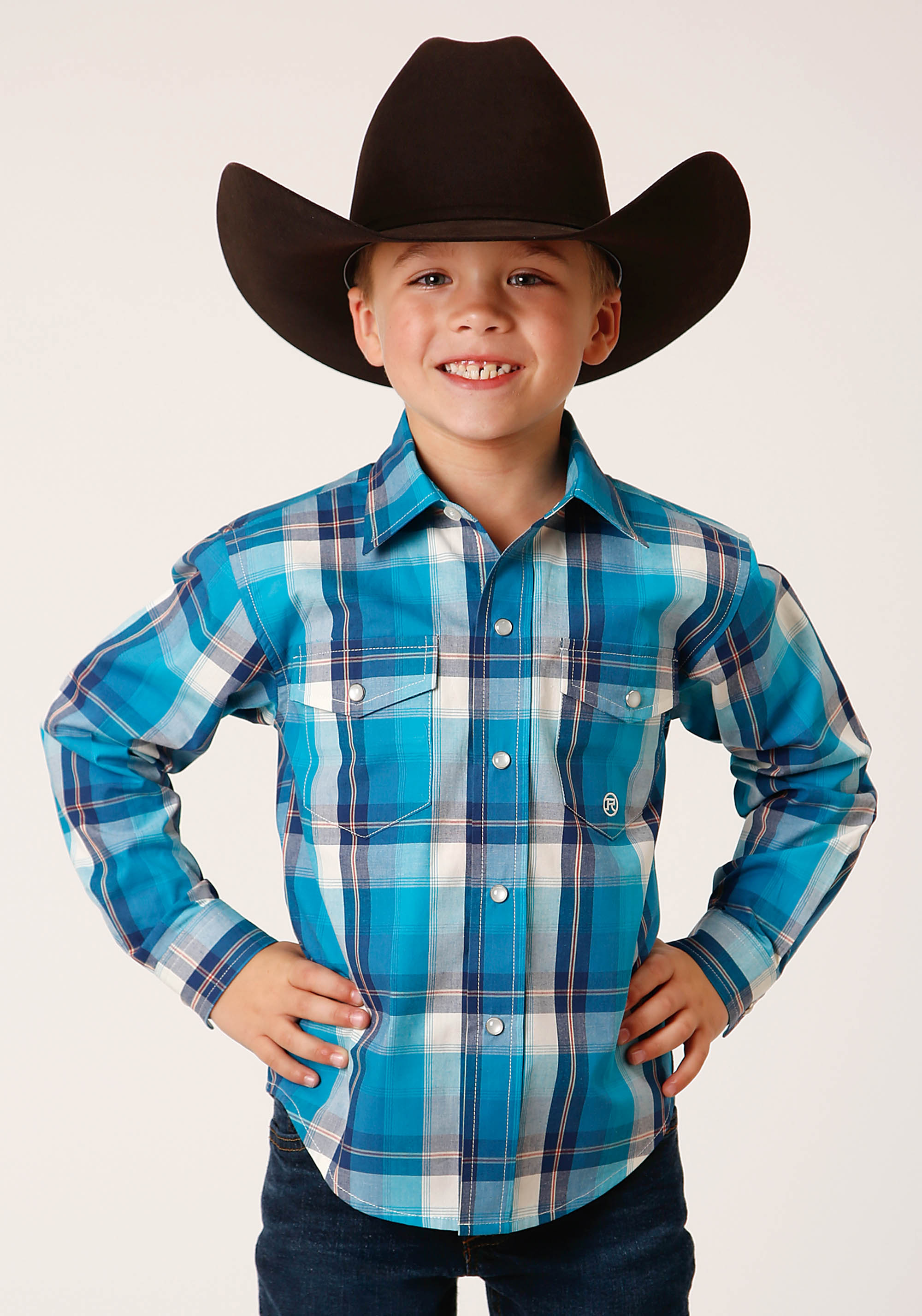 Boy’s Amarillo Collection- Stretch Poplin Boys 1669 Blue Moon Plaid