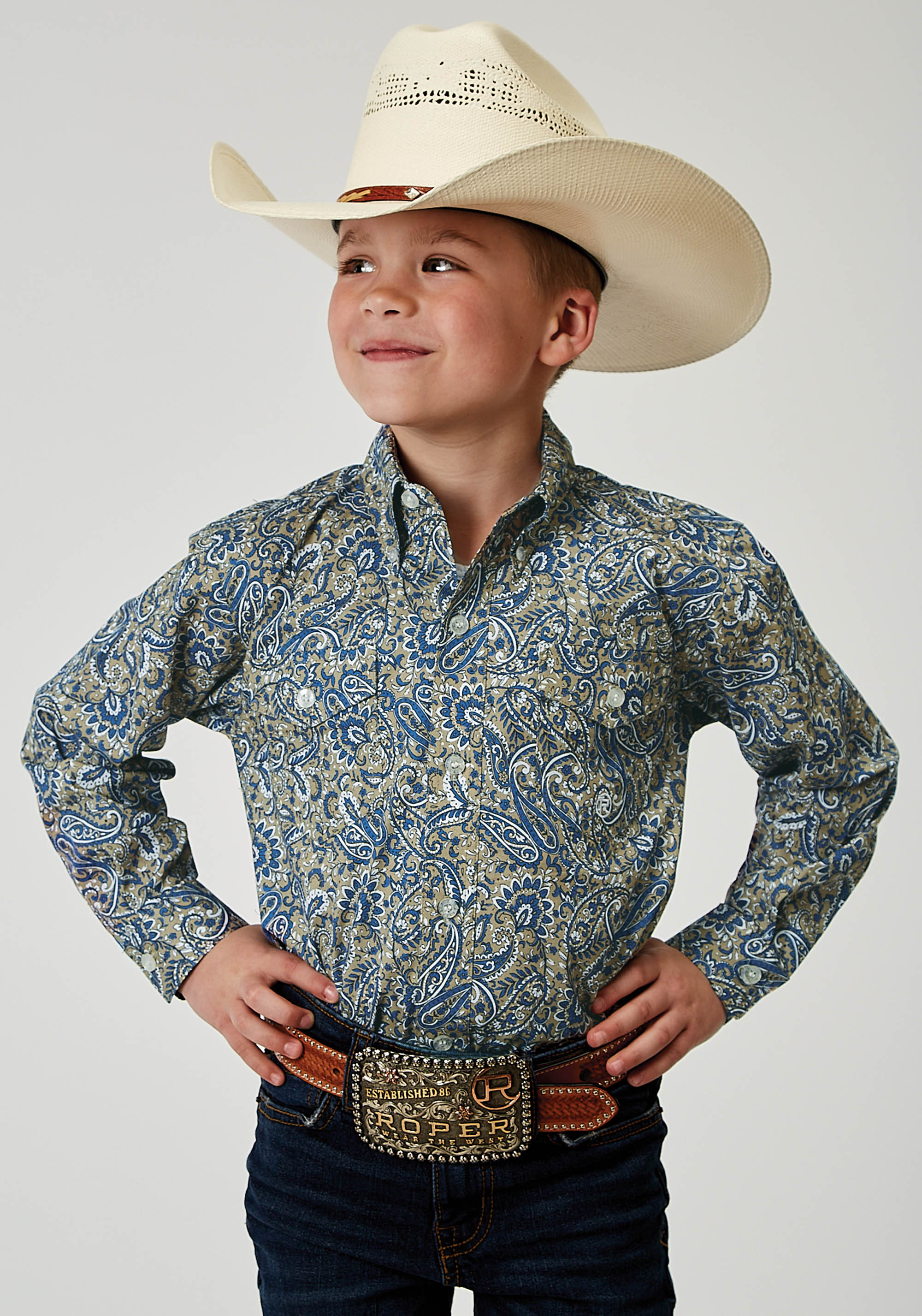 Boy’s Amarillo Collection- Western Blues Boys Blue 1933 Delft Paisley