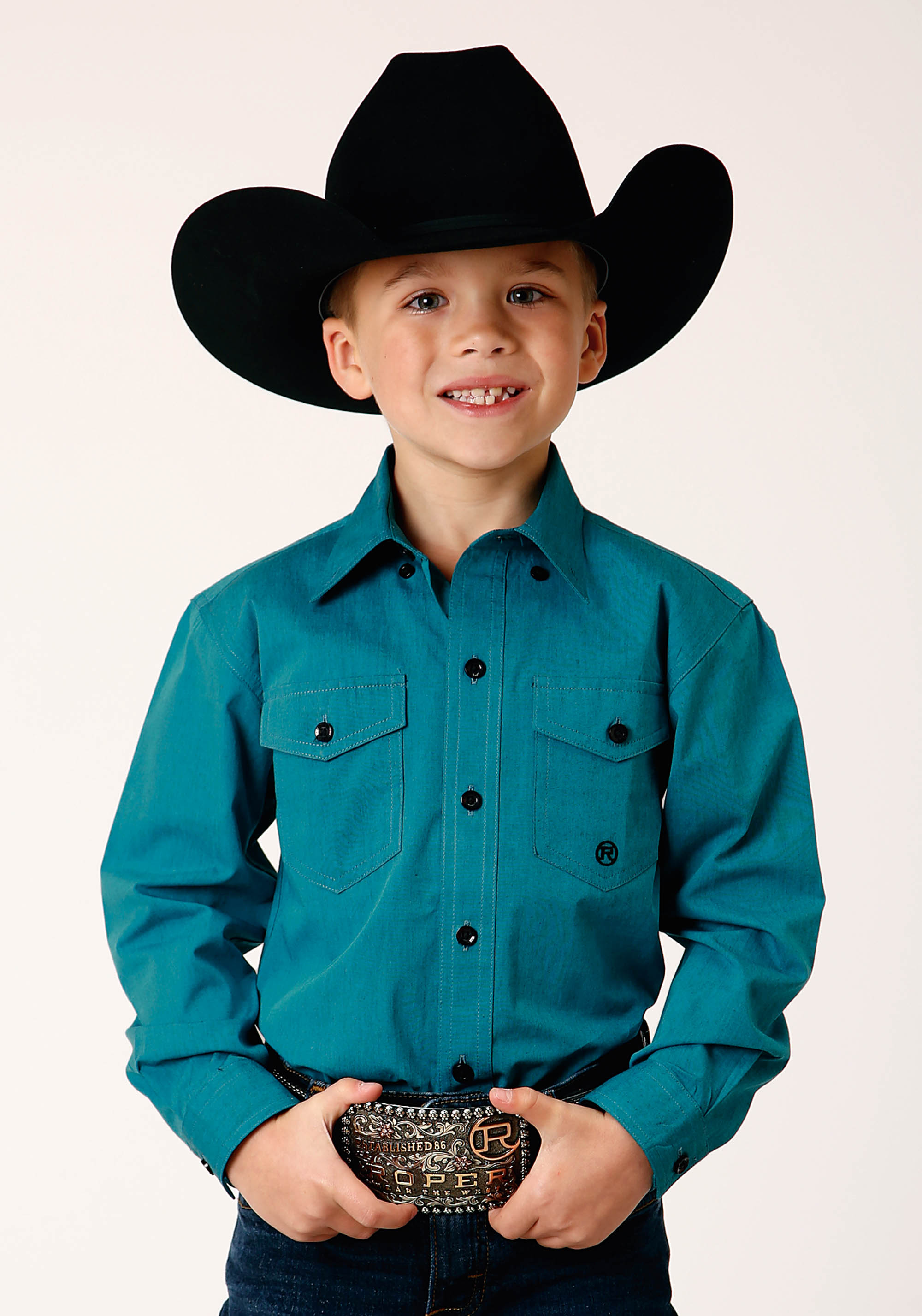 Boy’s Amarillo Collection- Turquoise Trail Boys 1671 Black Fill Solid – Teal