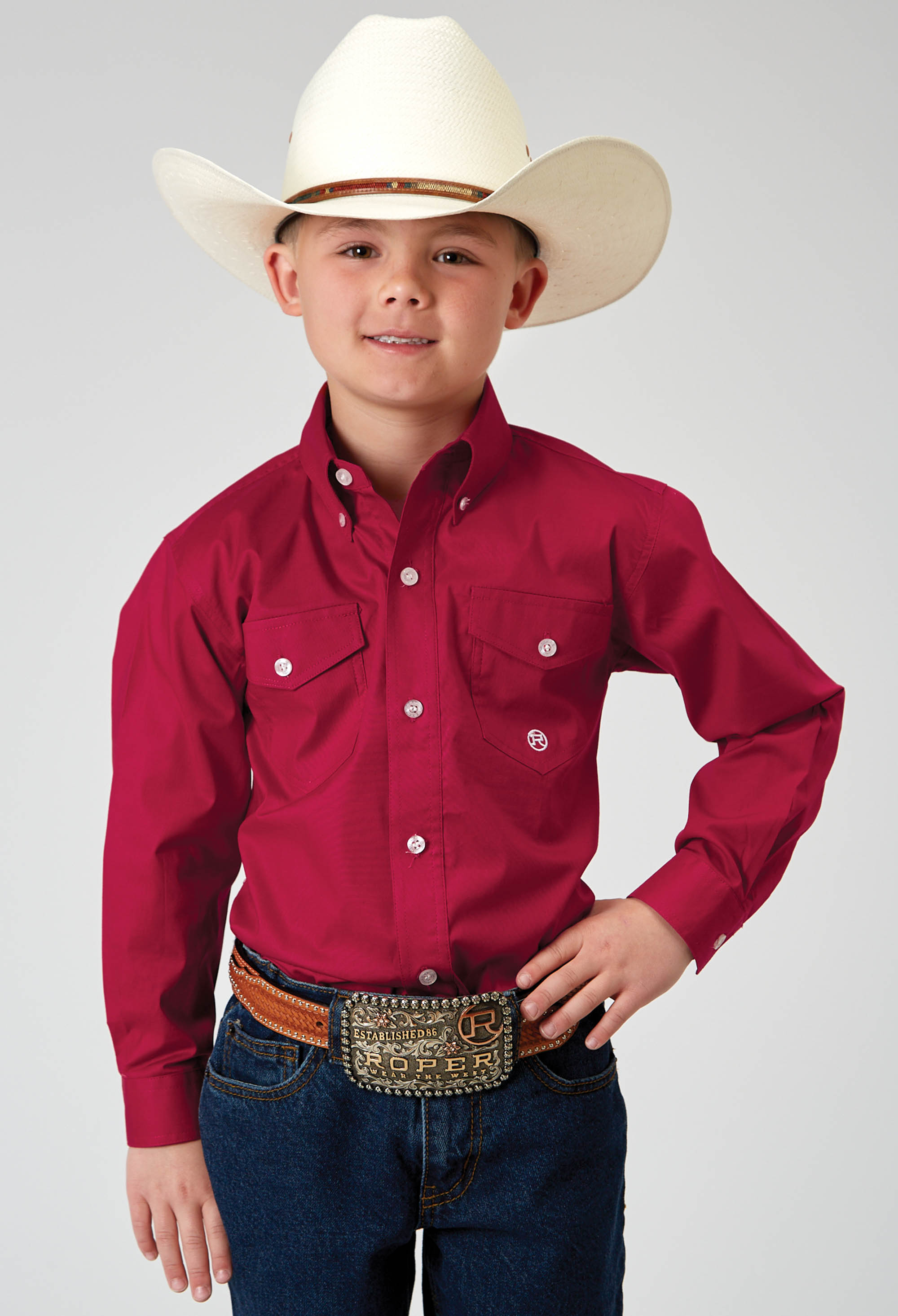 Boy’s Amarillo Collection- Stretch Boys 1943 Solid Poplin Stretch – Red