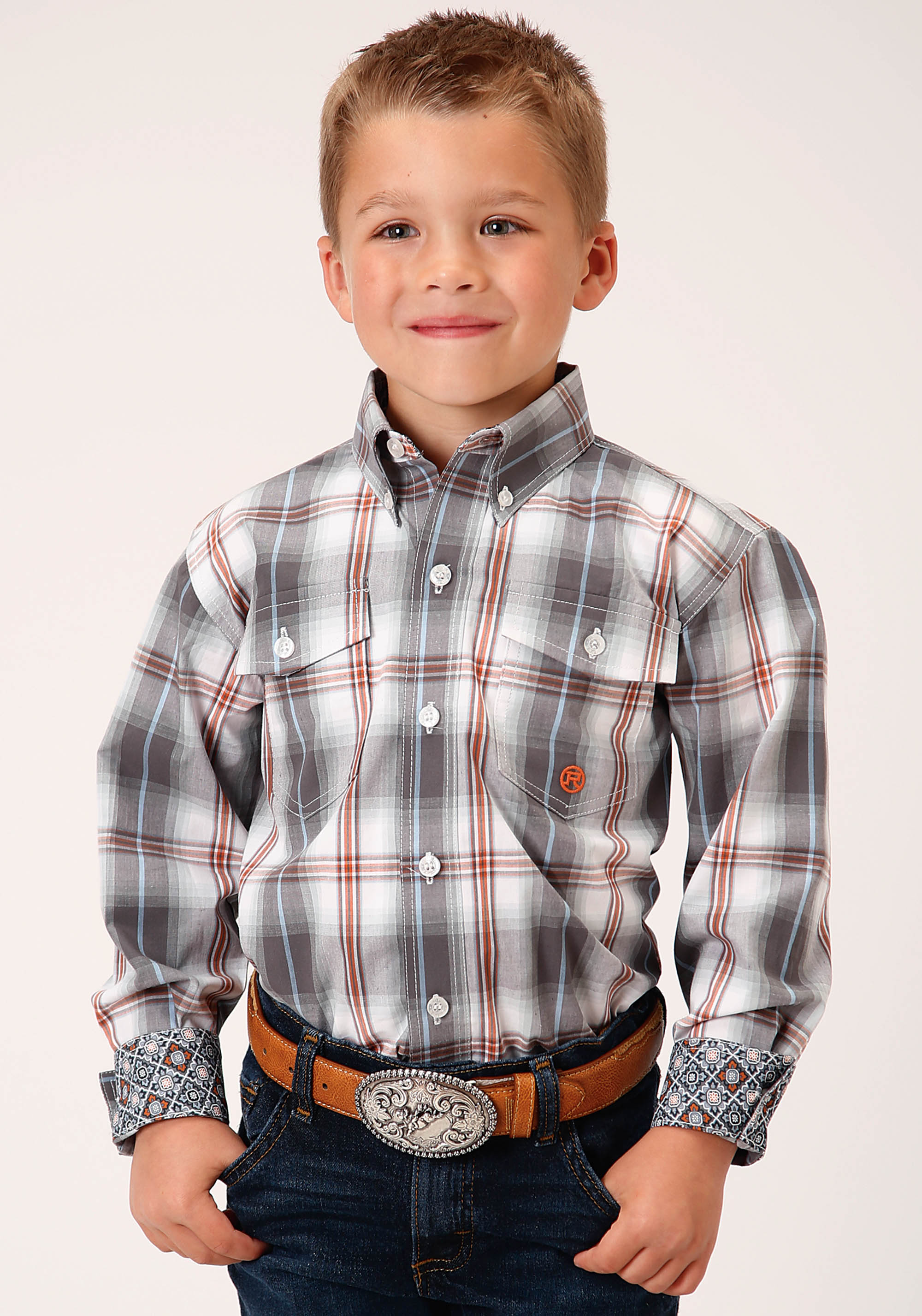 Boy’s Amarillo Collection- Copper Spring Boys Grey 1457 Smokey Plaid