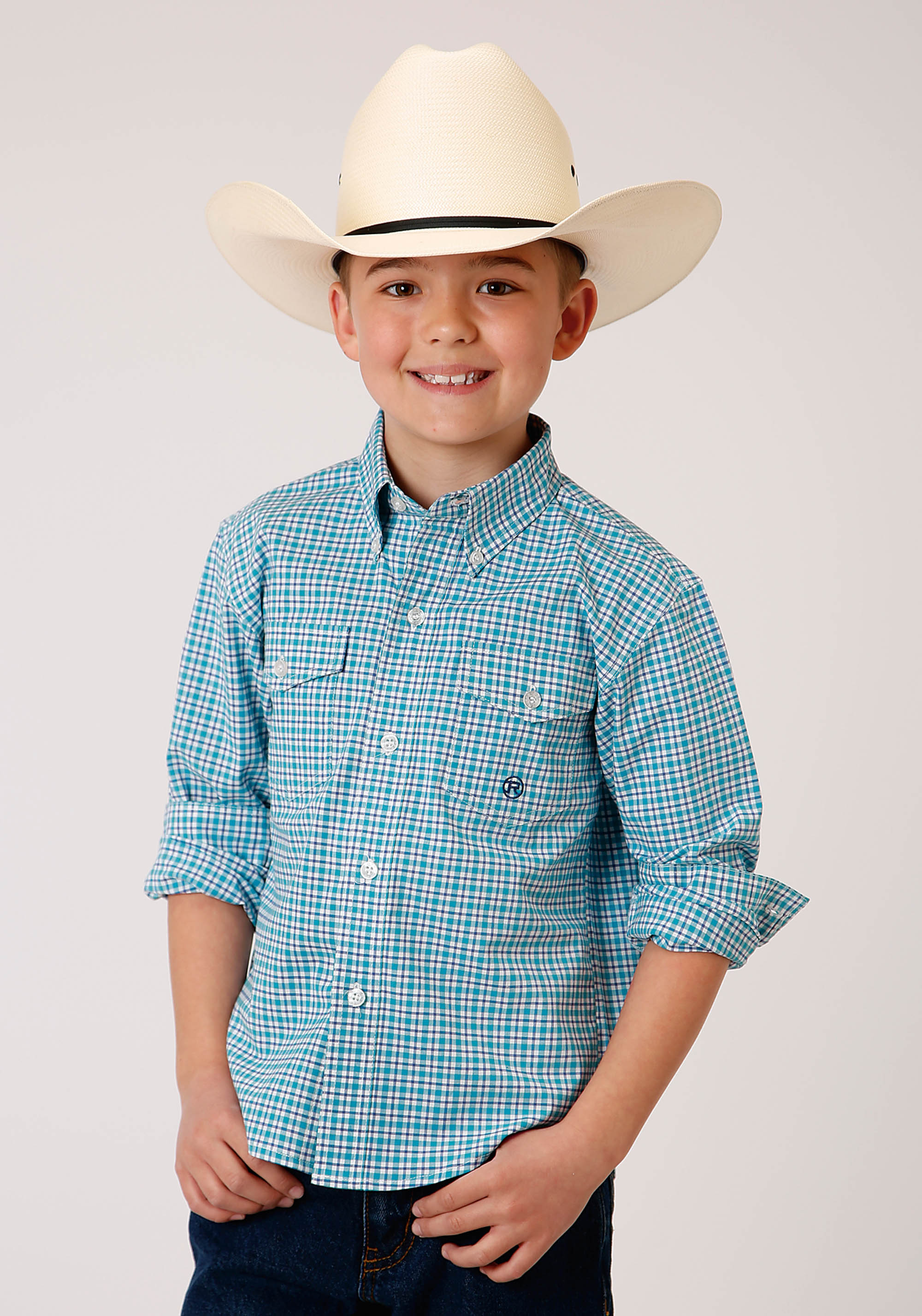 Boy’s Amarillo Collection- Purple Sage Boys Turquoise 01002 Stretch Check