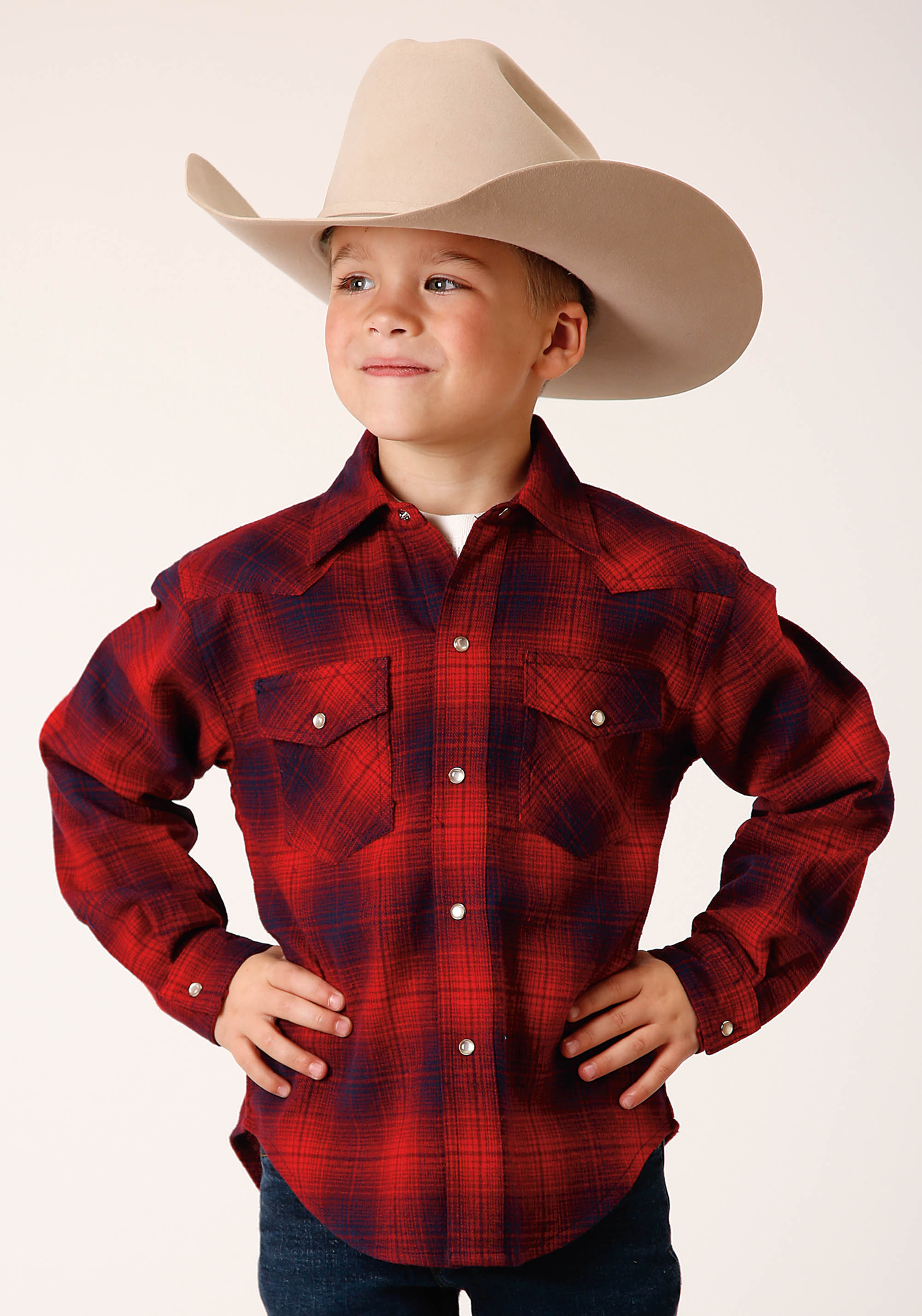 Boys Red 1637 Unlined Flannel Shirts