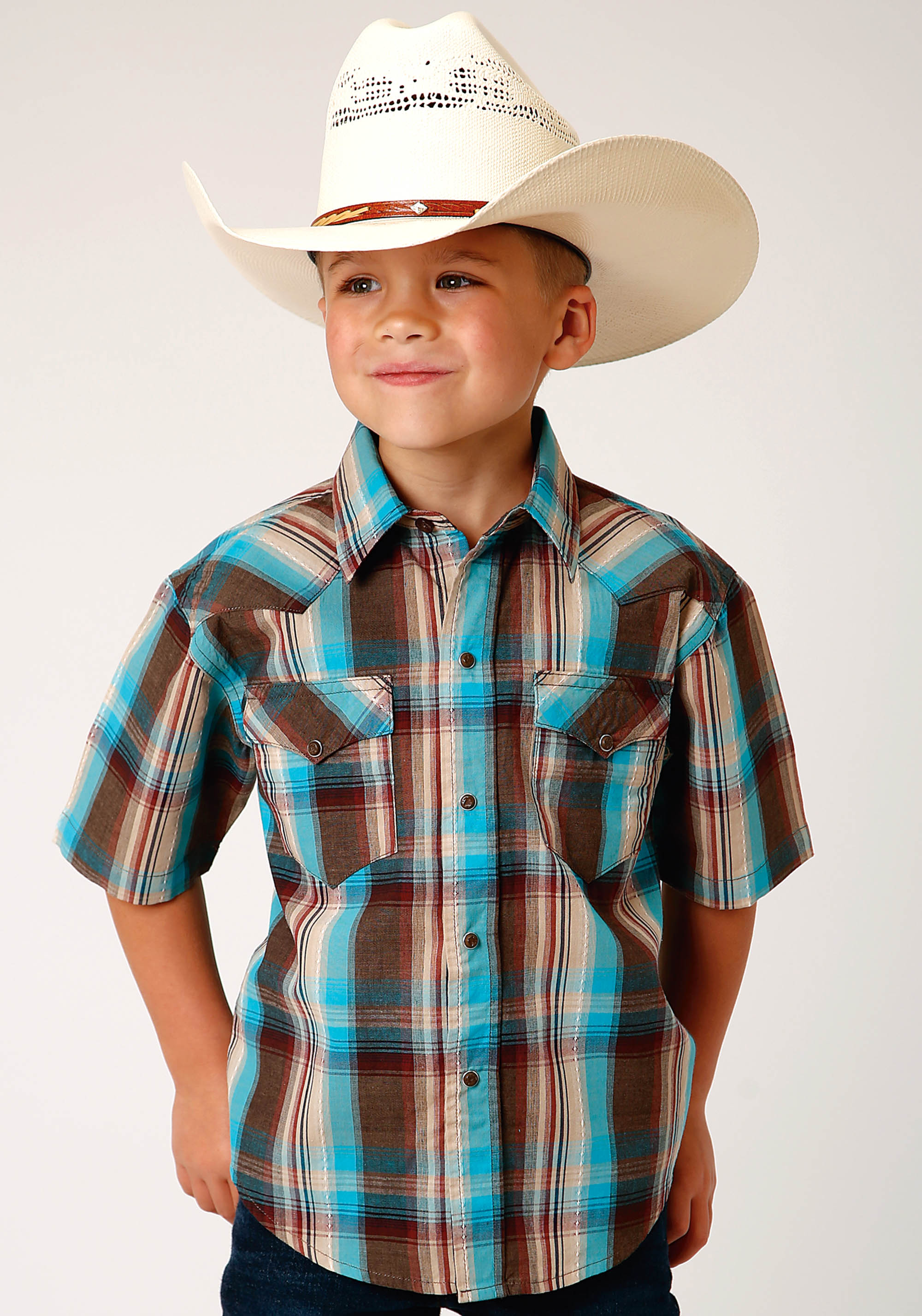 West Made Collection Boys Brown 1489 Desert Dobby Plaid