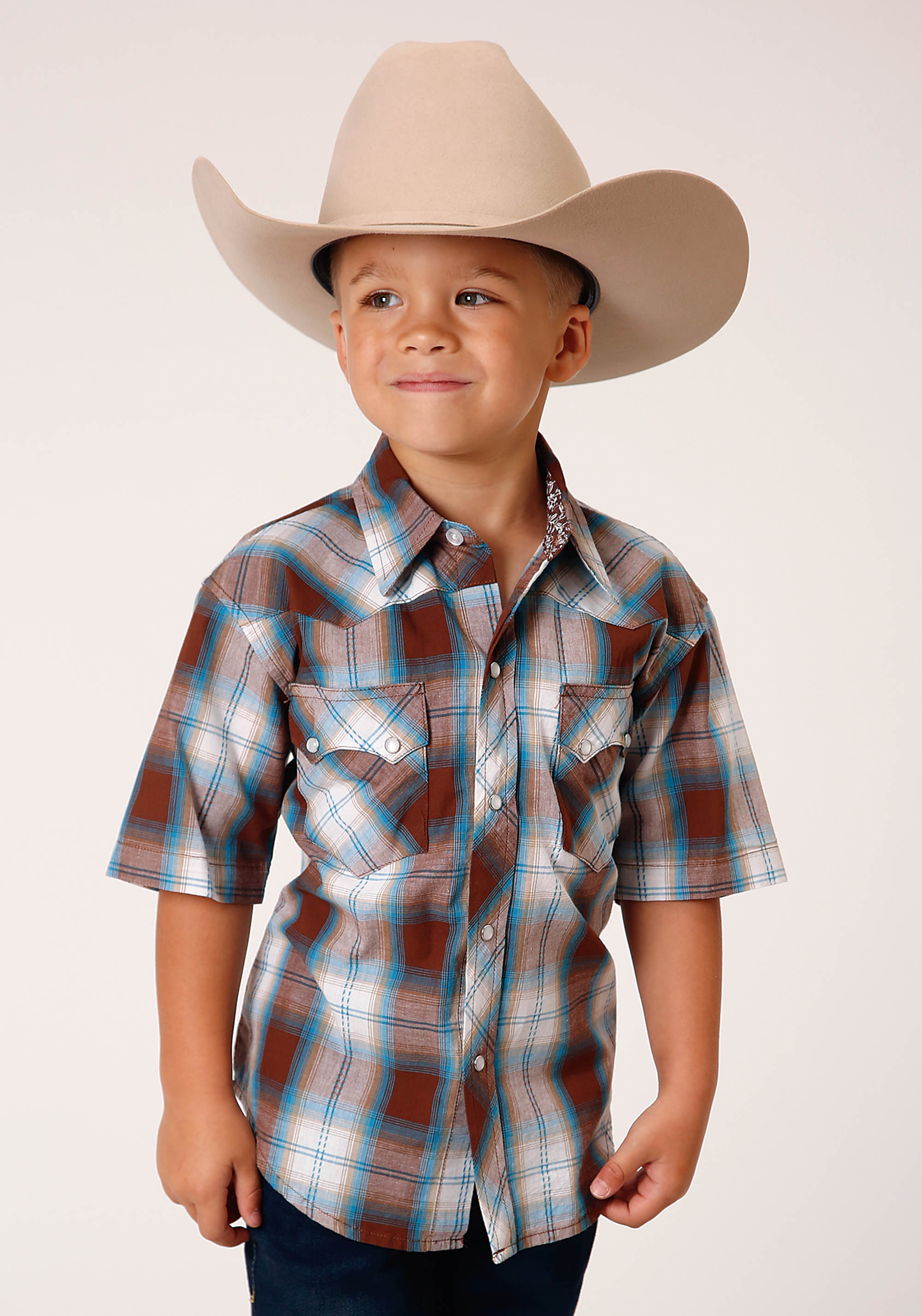 West Made Collection Boys Brown 1164 Dobby Check