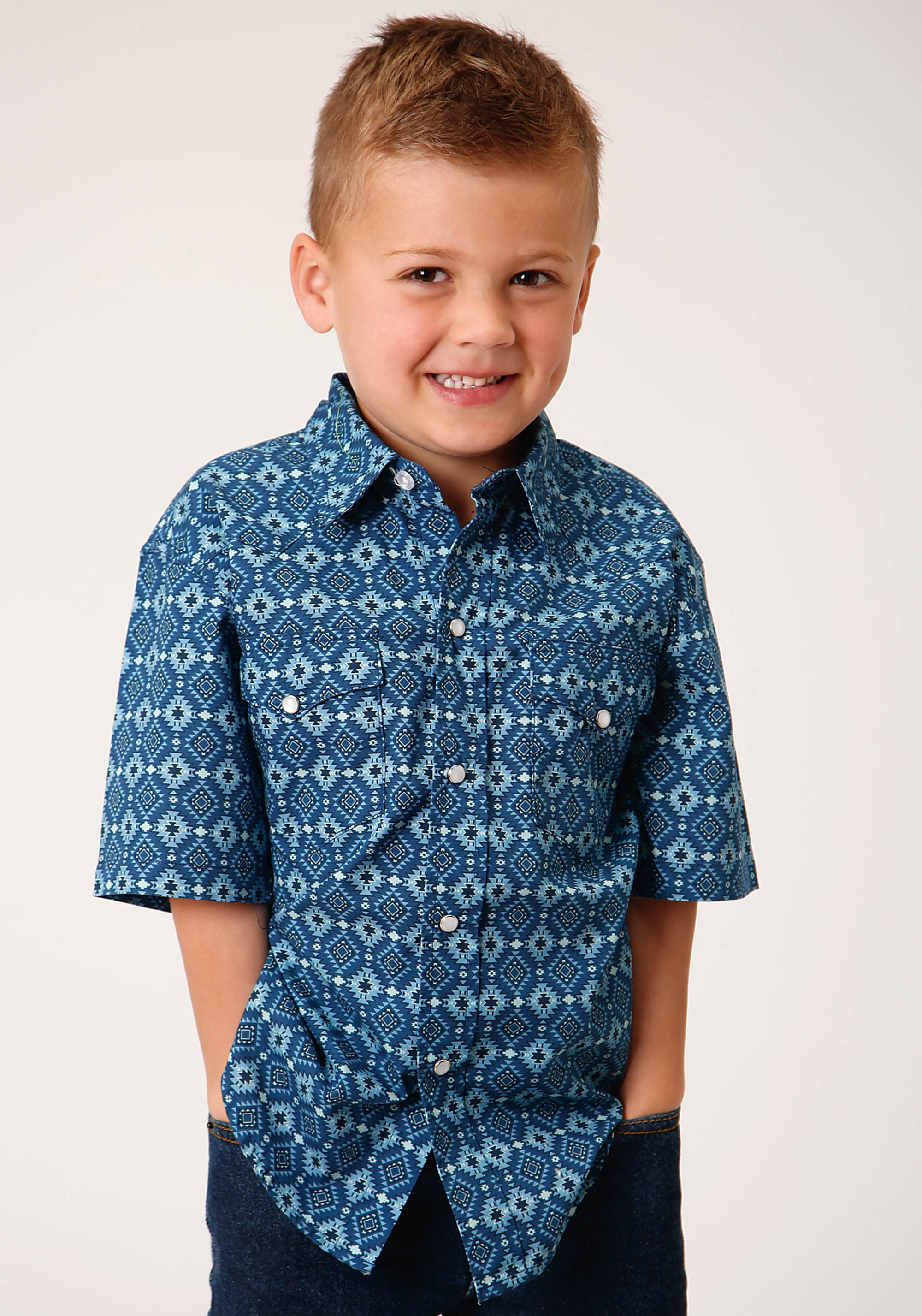 West Made Collection Boys Blue 1486 Mini Aztec Print