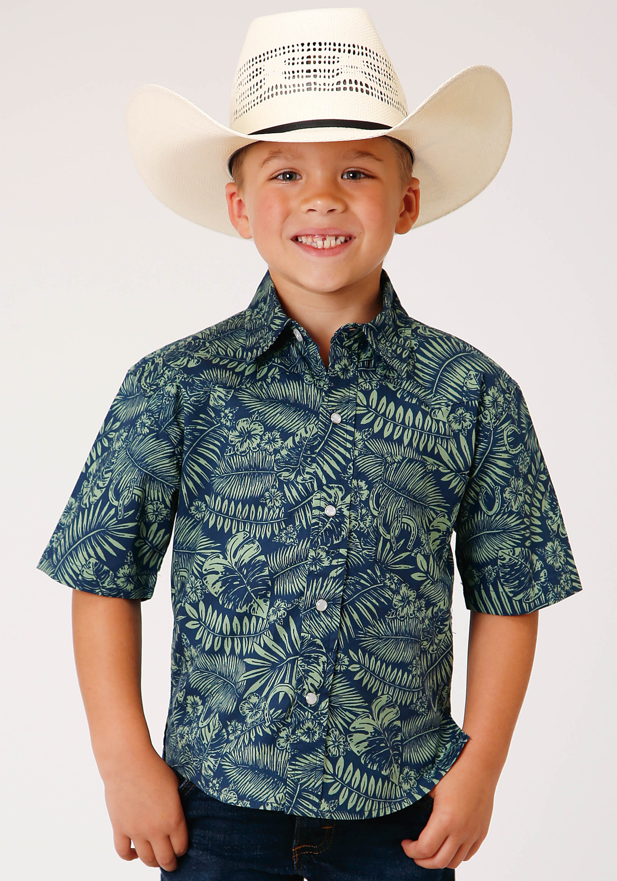 West Made Collection Boys Green 01589 Lucky Tropical Print