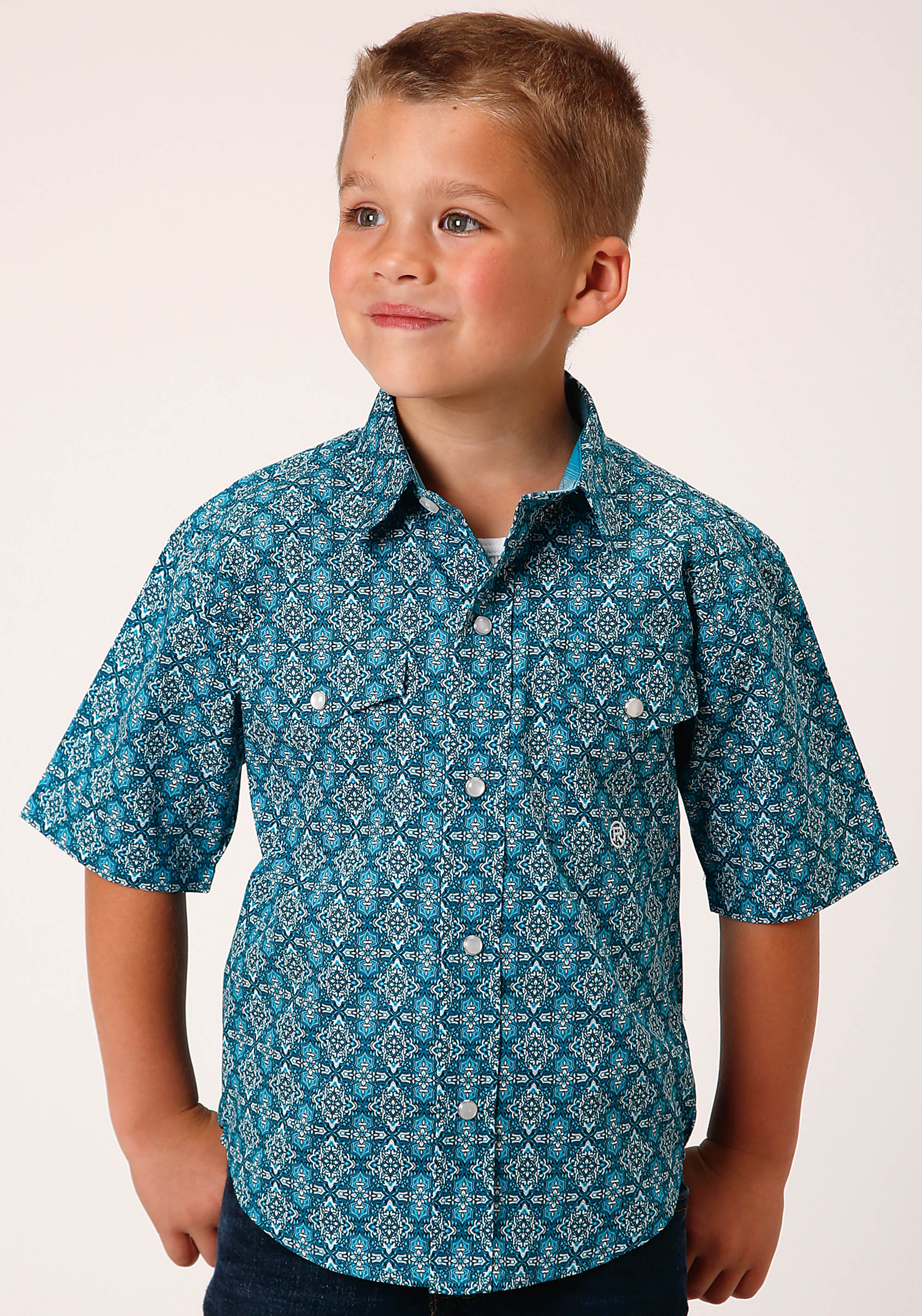 Boys Amarillo Collection- Turquoise Pool Boys Turquoise 1450 Victorian Foulard