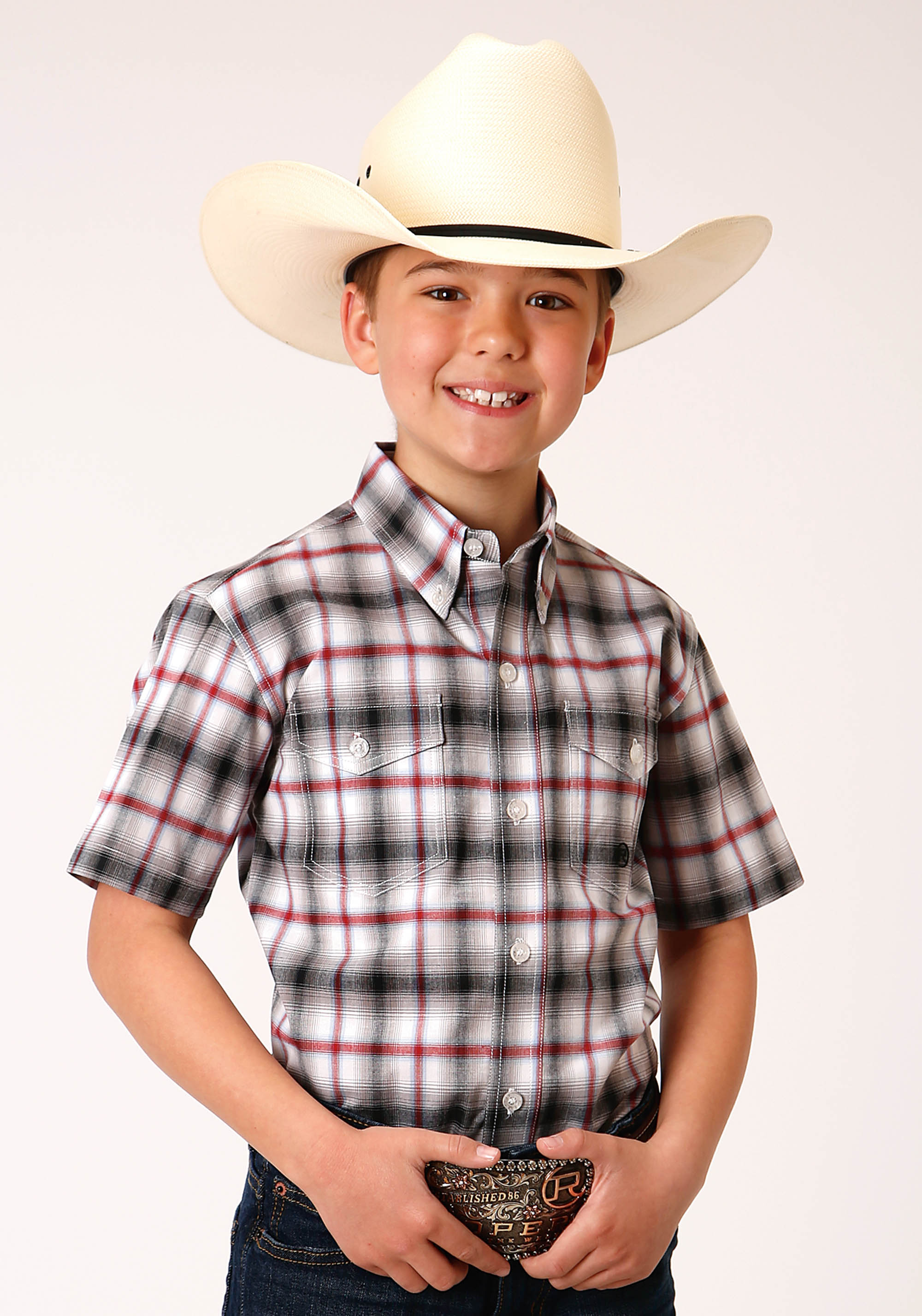 Boy’s Amarillo Collection- Campfire Boys Black 01001 Classic Ombre Stretch Plaid