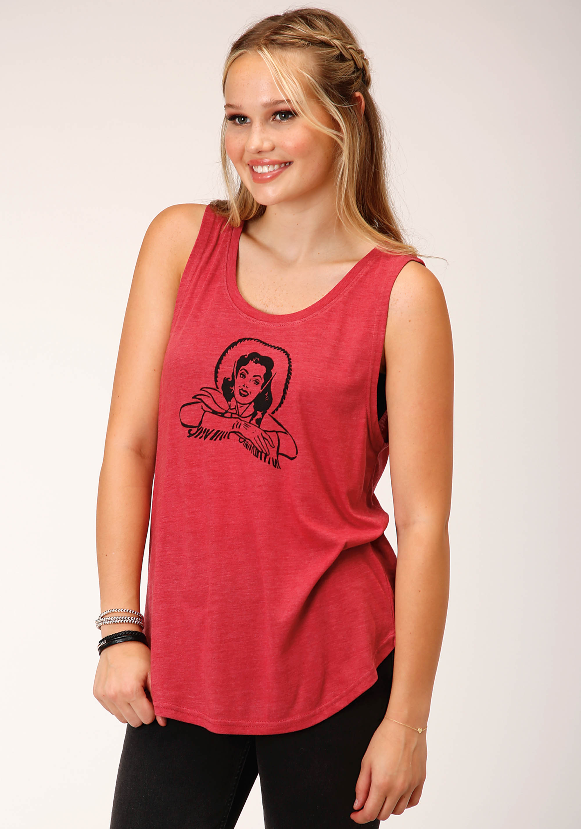 Five Star Collection- Summer I Womens 1617 P/r Red Sleeveless Tee