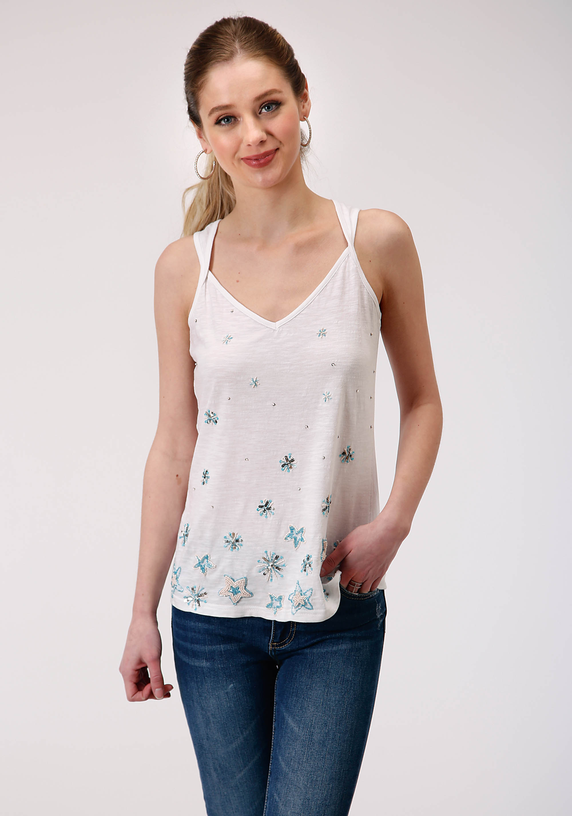 Five Star Collection- Spring I Womens White 01091 Slub Jersey Tank