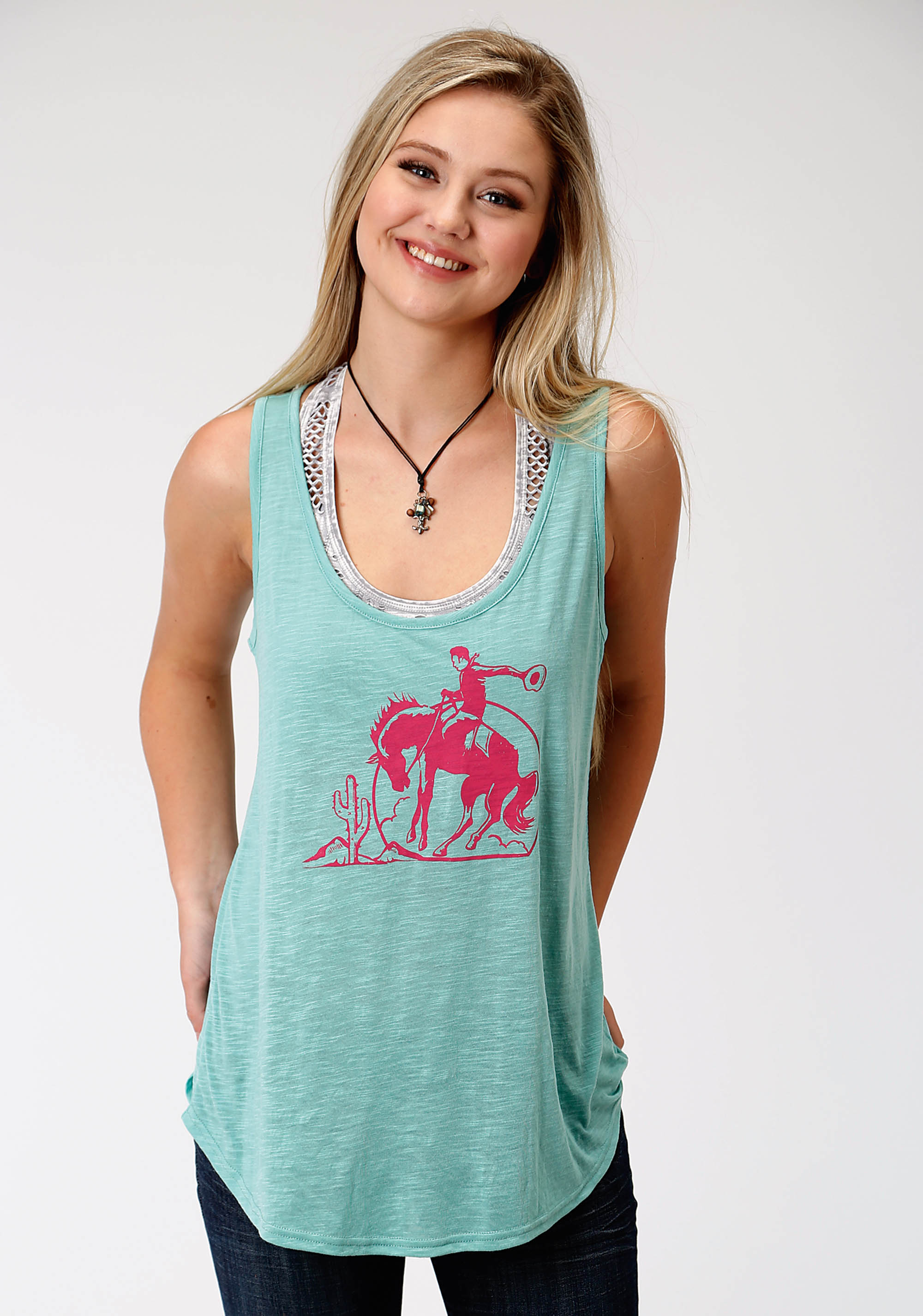 Five Star Collection- Summer Iii Womens Green 8172 Poly Rayon Racerback Tank