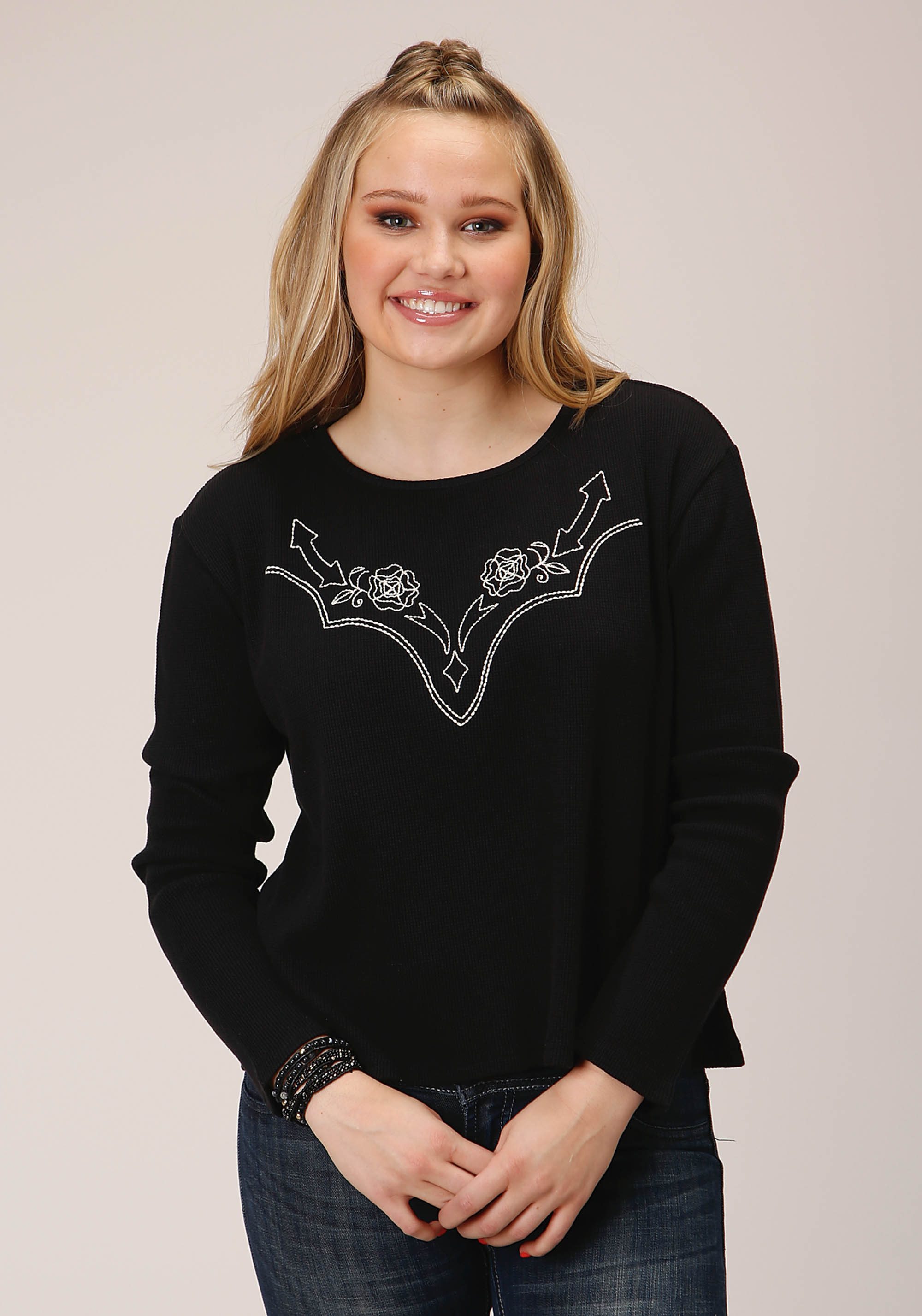 Five Star Collection – Fall Ii Womens 1785 Jet Black Waffle Slub Tee