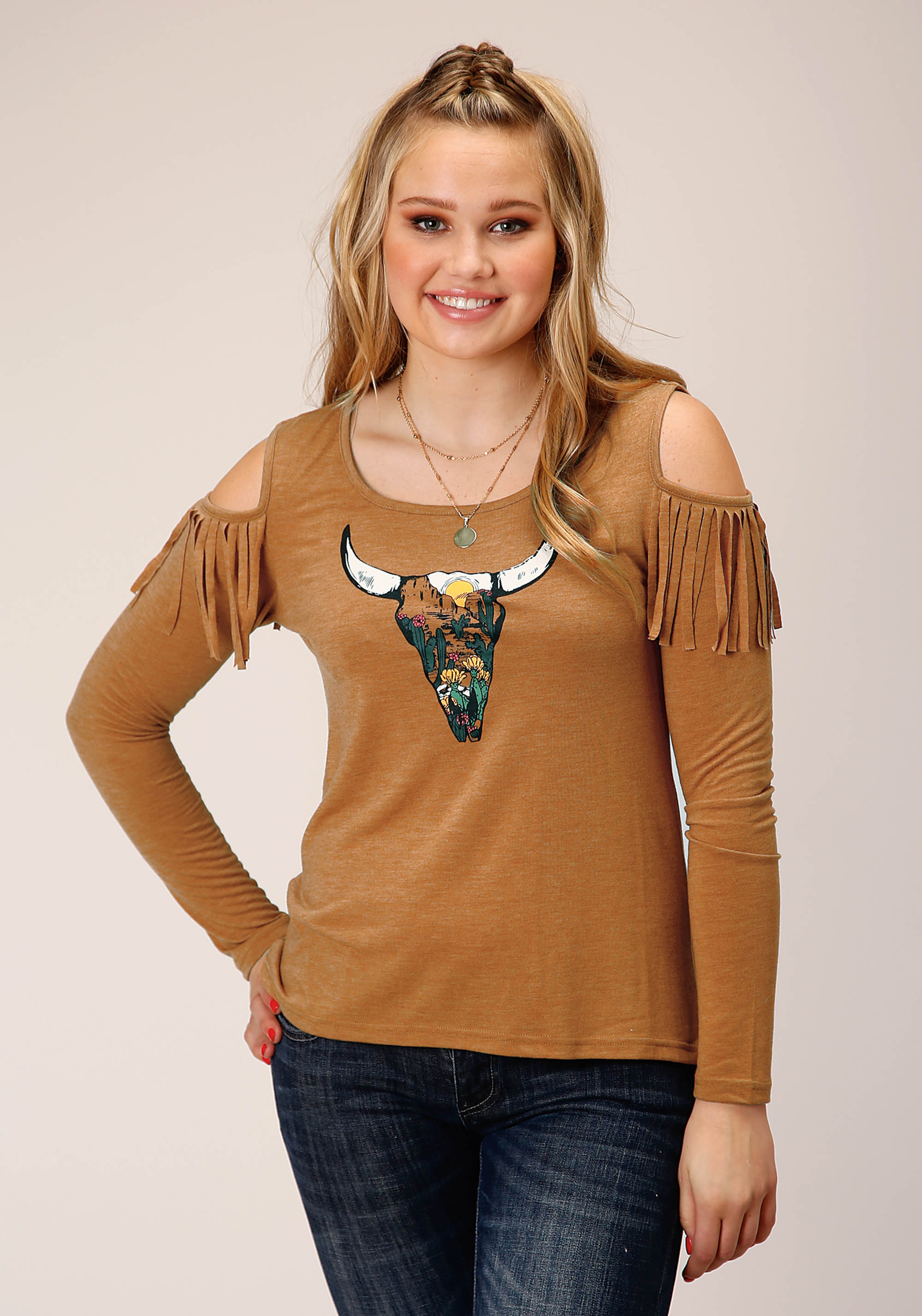 Five Star Collection – Fall Iii Womens Brown 1780 Tabacco Brn P/r Jersey Ls Tee