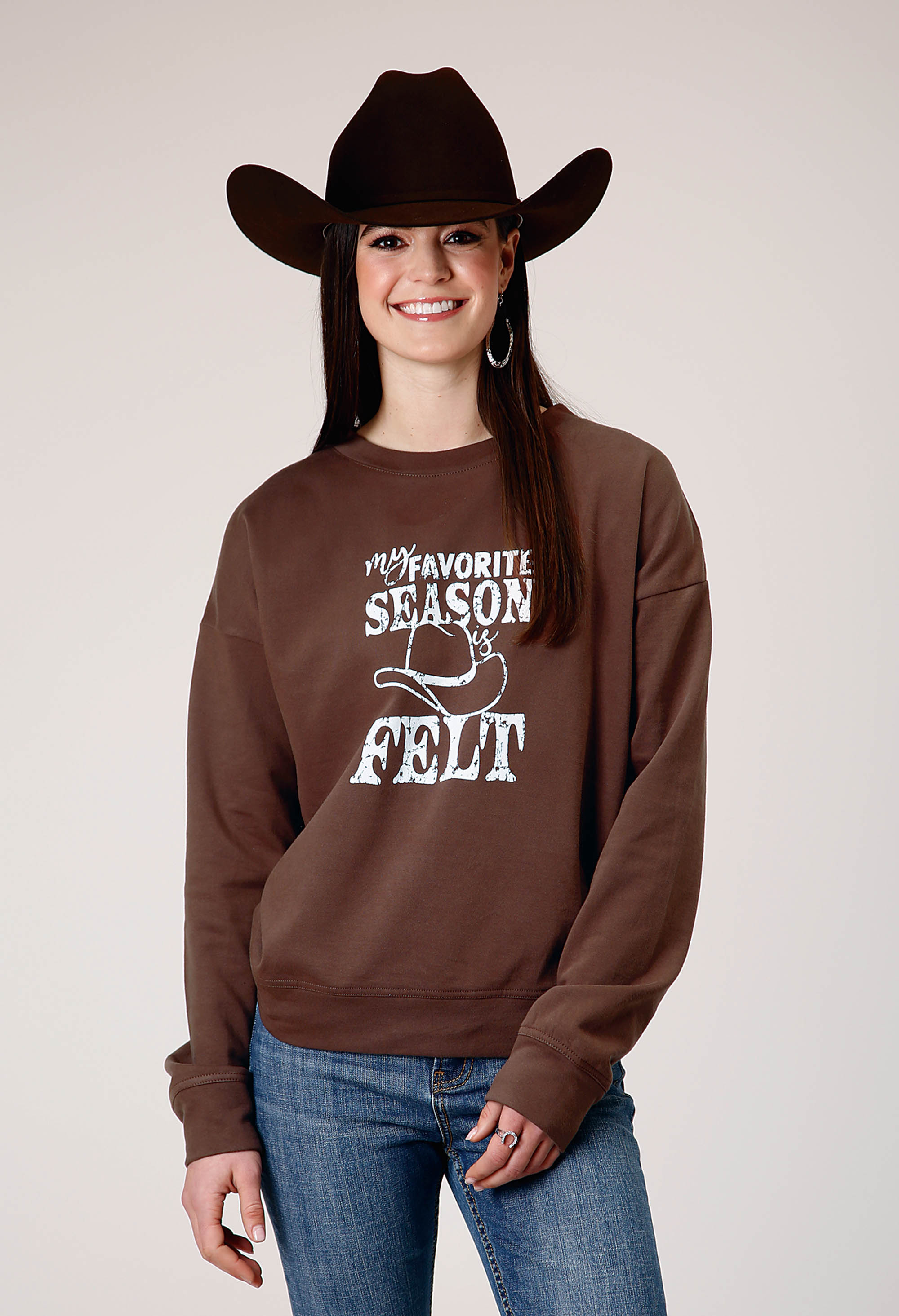 Five Star Collection- Winter I Womens 1950 Dark Brown Cotton Fleece Top