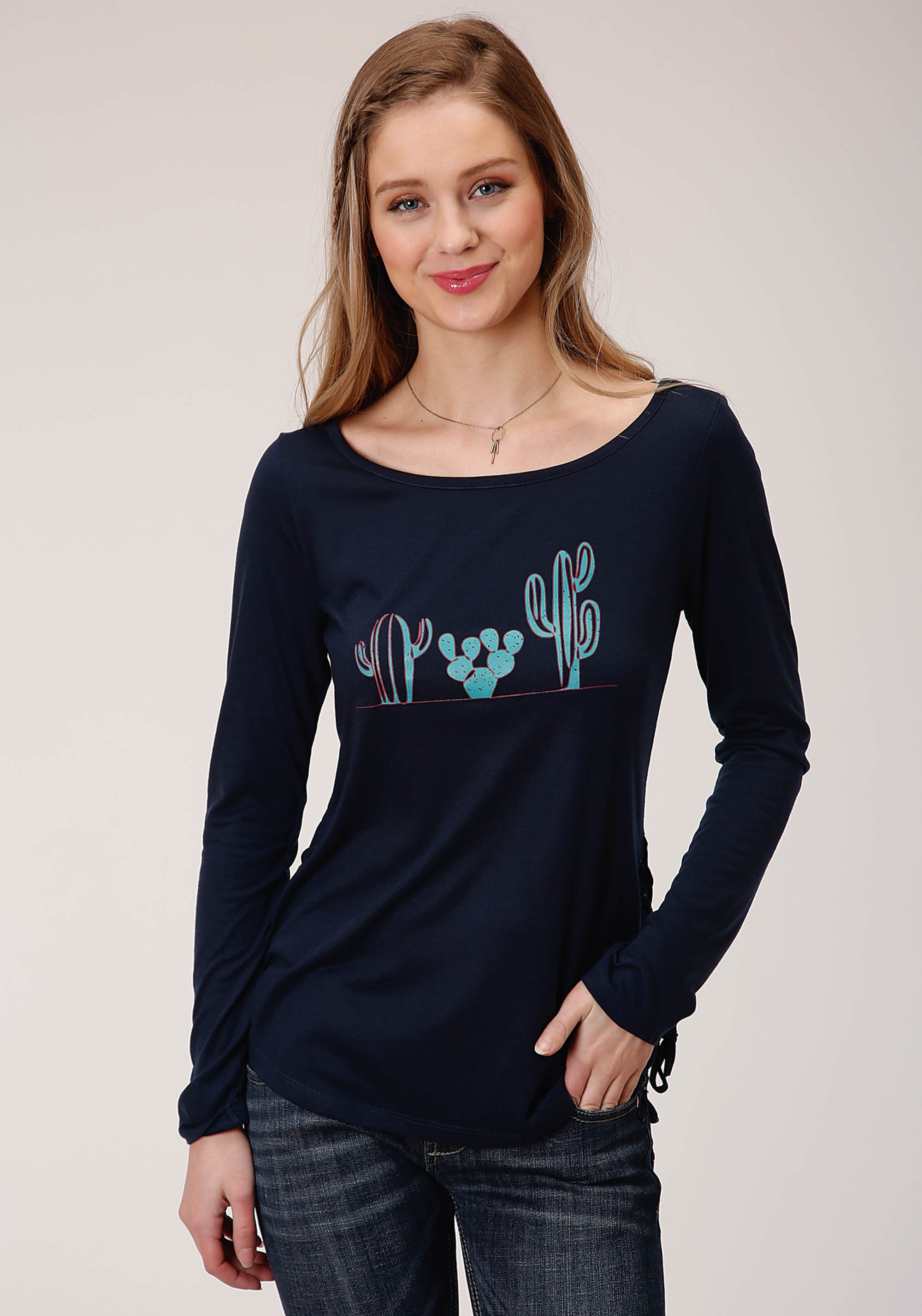 Five Star Collection- Winter I Womens Blue 00487 Poly Rayon Ls Crew Neck Tee