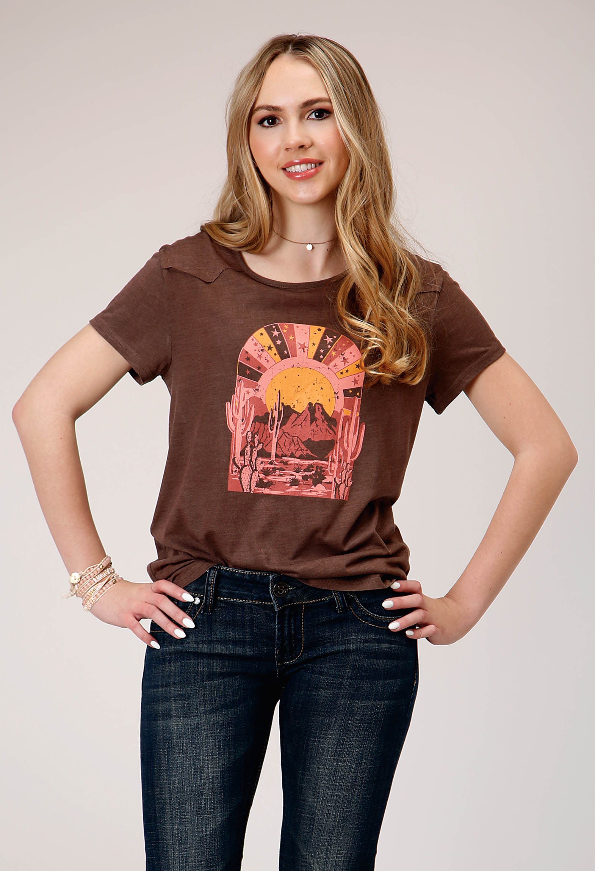 Five Star Collection- Winter I Womens 1952 Dark Brown Poly Rayon Ss Tee