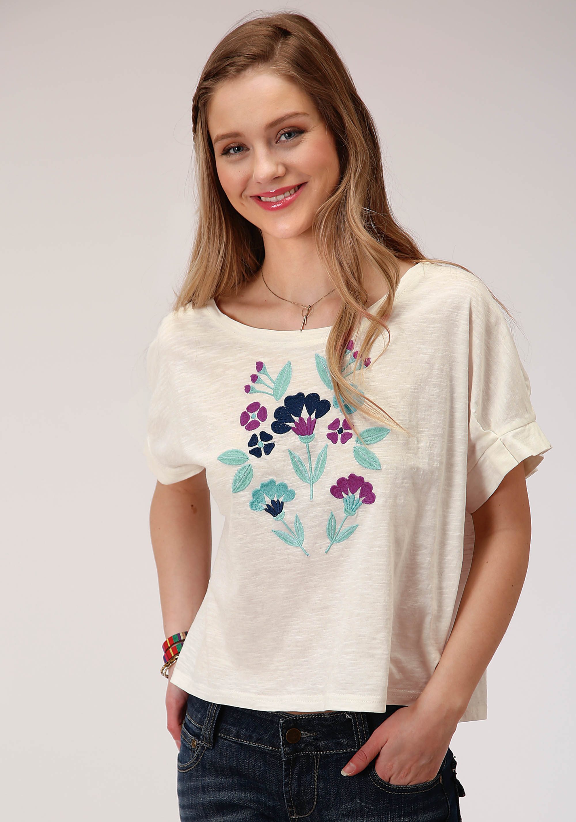 Five Star Collection- Winter I Womens Cream 00522 Cotton Jersey Top