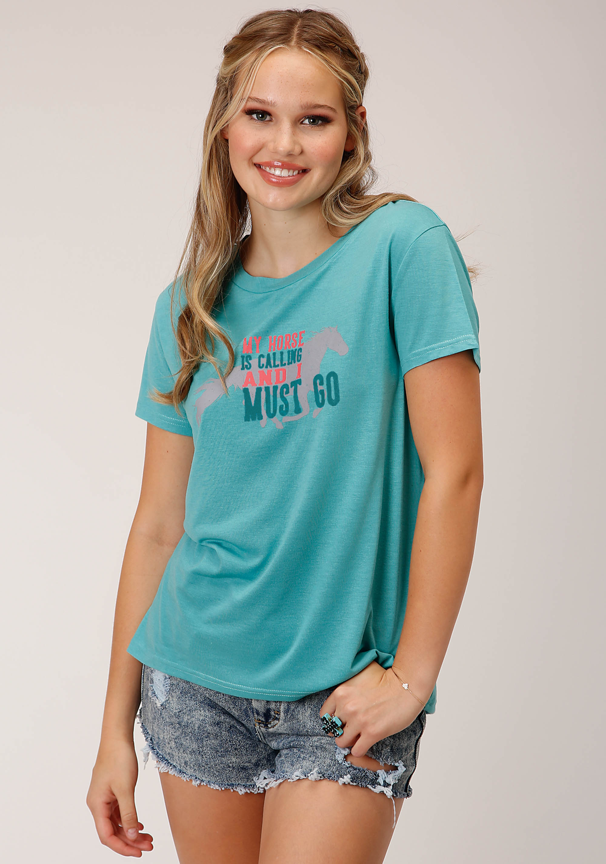 Five Star Collection- Summer Iii Womens 1617 Turquoise P/r Ss Tee