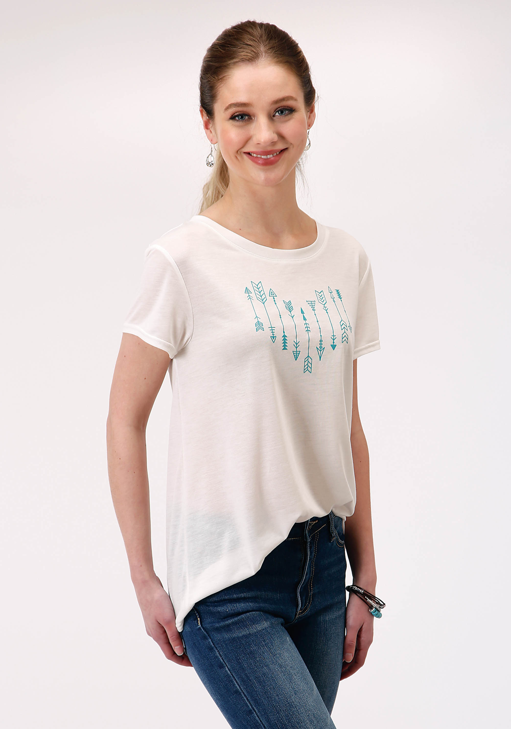 Five Star Collection- Spring Iii Womens Cream 01102 Poly/rayon Jersey Ss Tee