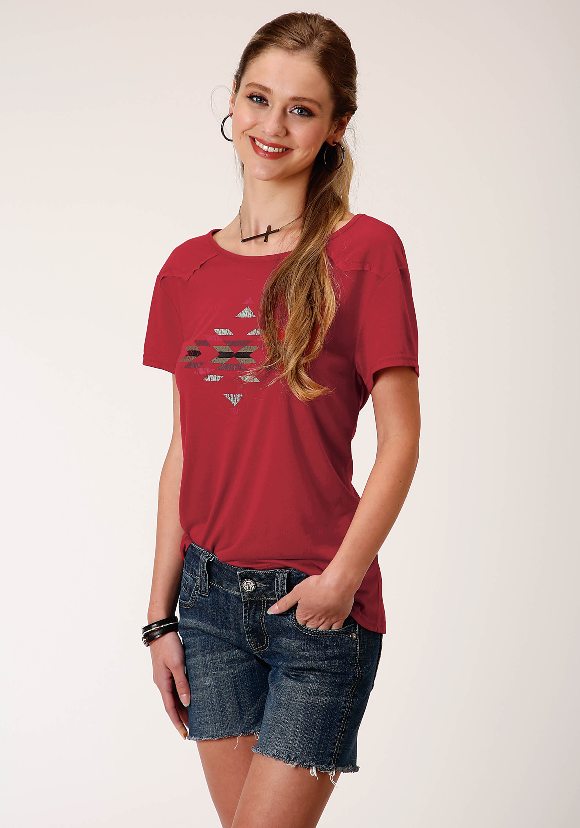 Five Star Collection- Summer Iii Womens Red 00839 Raspberry P/r Jersey Knit Tee