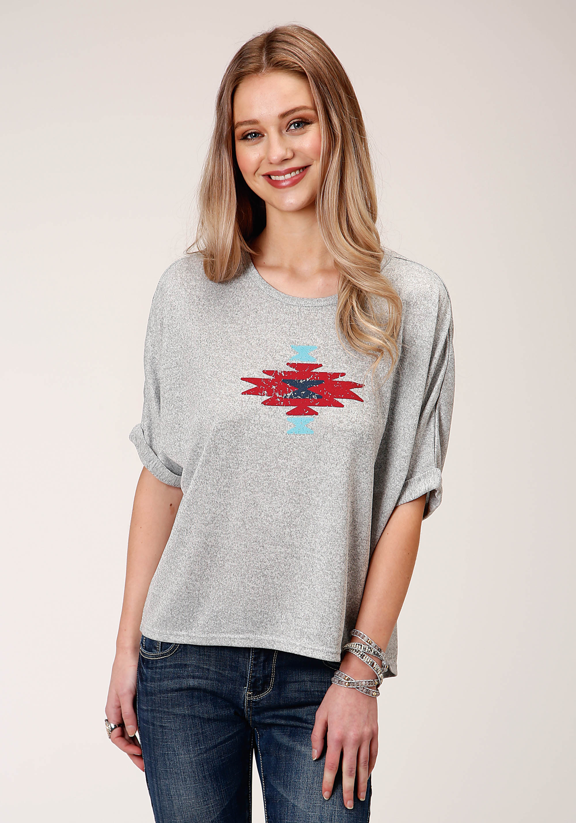 Five Star Collection- Fall I Womens 00970 Heather Grey Sweater Knit Top