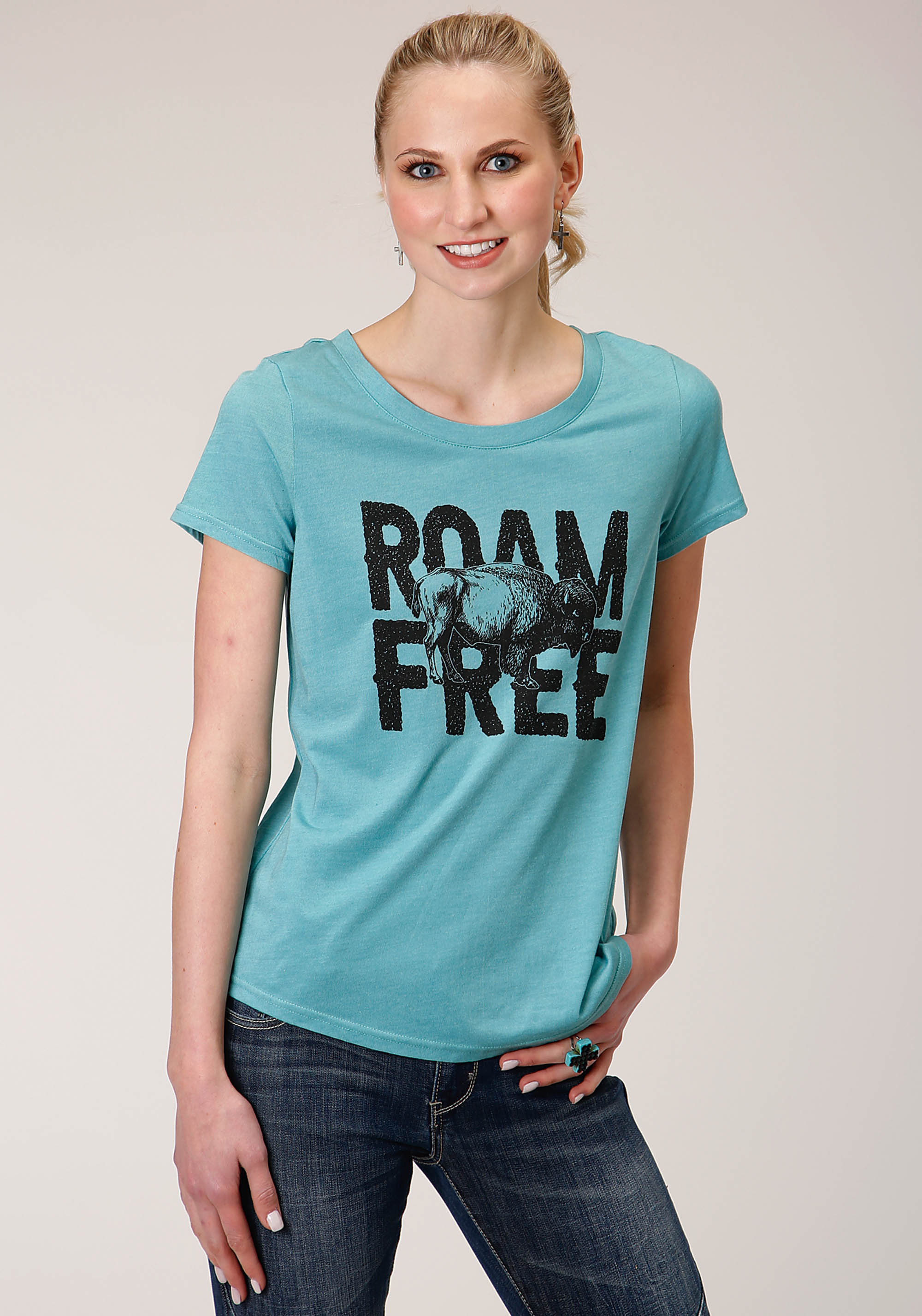 Five Star Collection – Fall Ii Womens Teal 1312 Poly Rayon Jersey Scoop Neck Tee