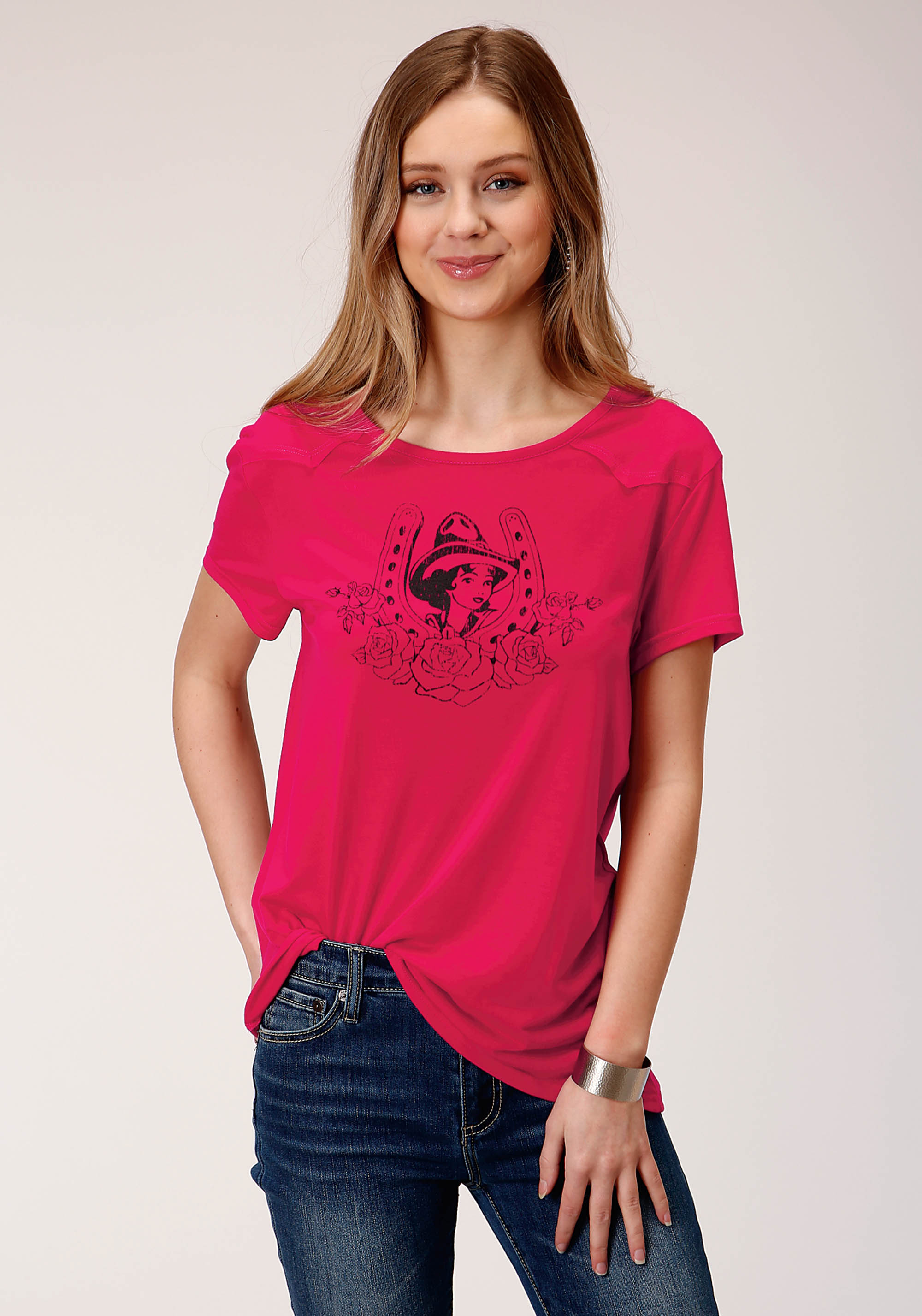 Five Star Collection- Winter Ii Womens Red 00458 Poly Rayon Jersey Crew Neck Tee