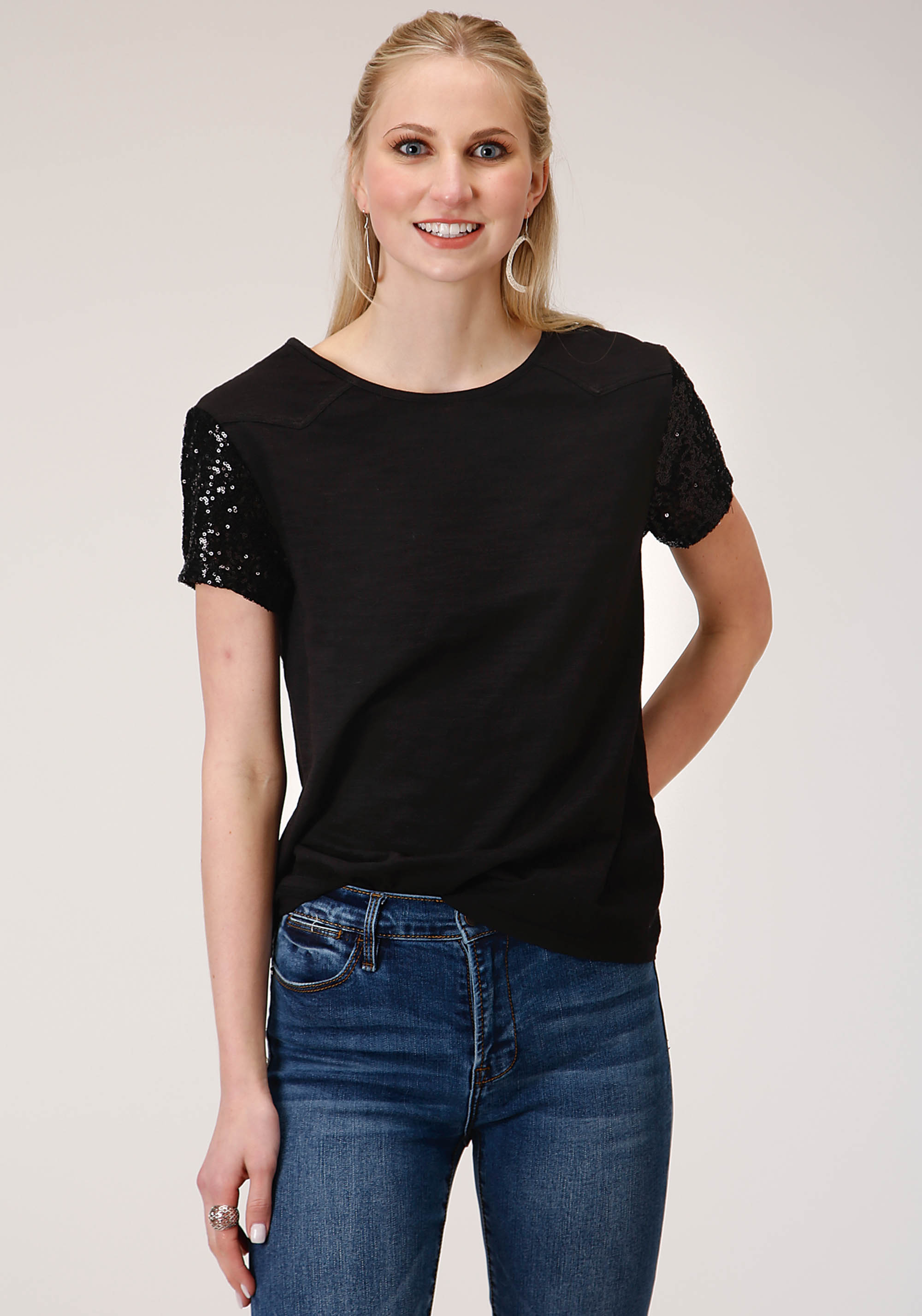 Five Star Collection – Fall Ii Womens Black 1308 Cotton Slub Jersey Ss Tee